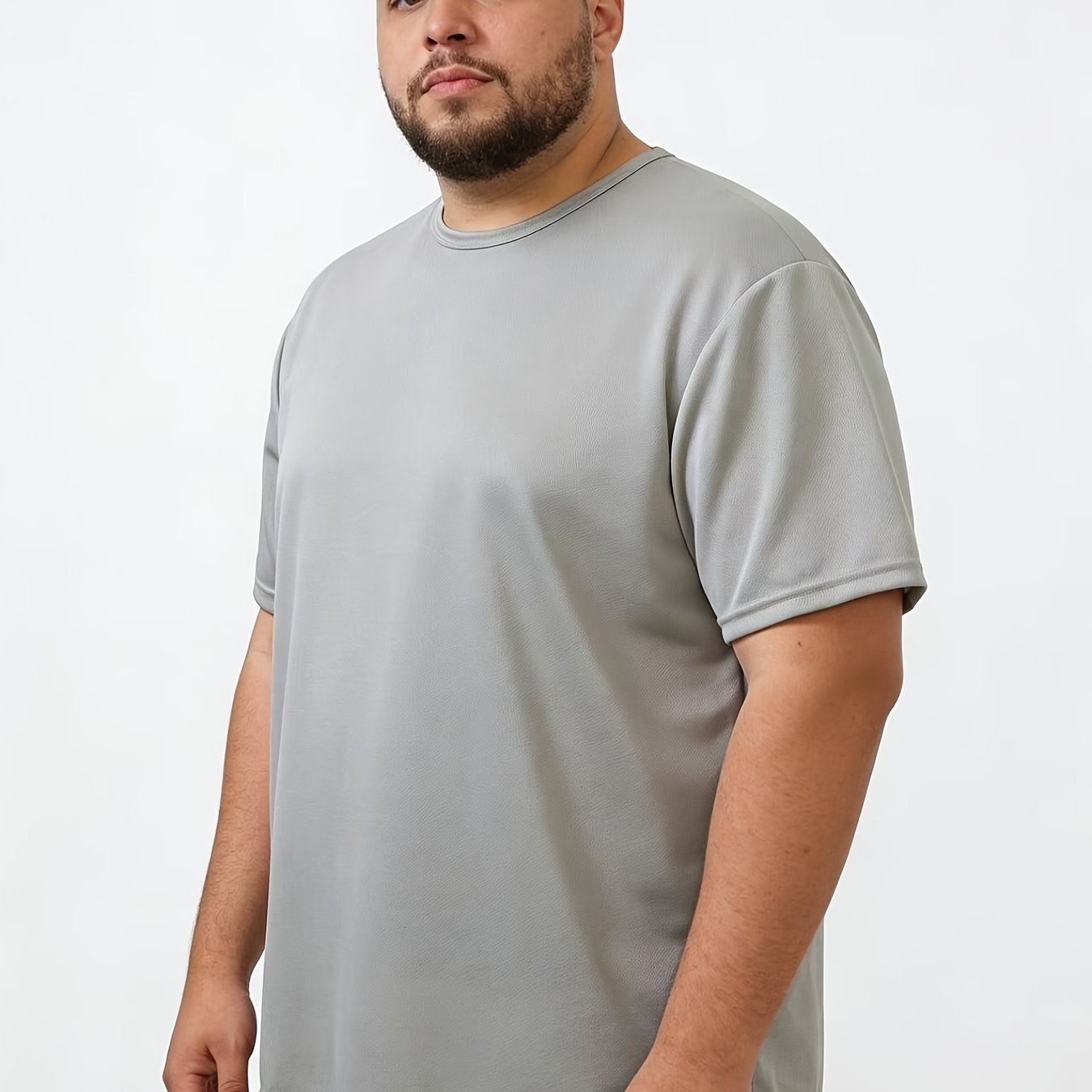 TEMU 0xl-8xl Men's Plus Size Quick-dry Breathable Sports Shirt - Oversized Workout Shirt With Moisture-wicking Technology, High-elastic Fabric For