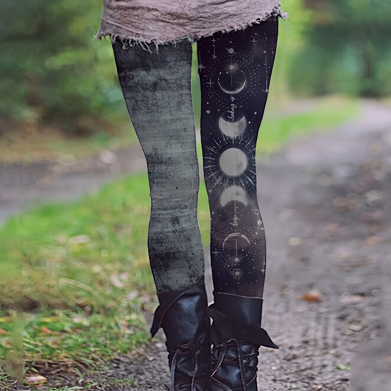 TEMU Soft Polyester, Women' Print Stretch Leggings - Casual, Machine Washable, Non-see-through For Spring/summer/fall
