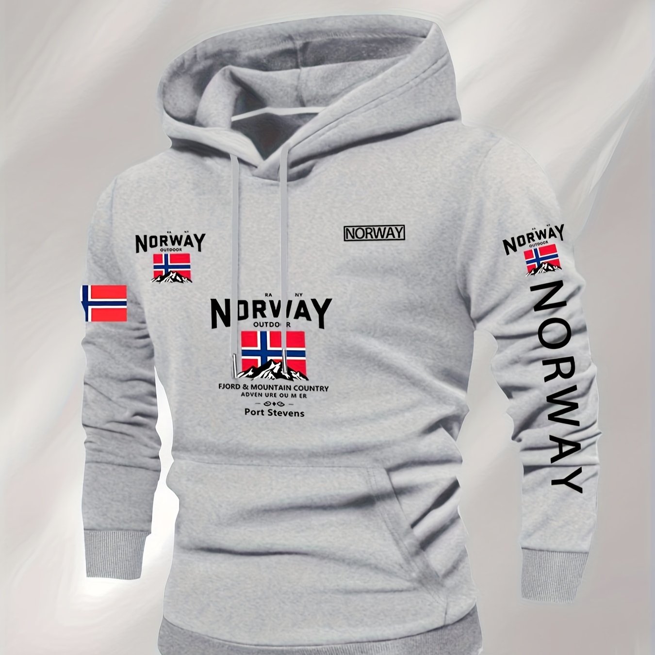 TEMU Men's Autumn And Winter Hoodie With Letter And Flag Pattern Print, Versatile And Casual Loose-fitting Sweatshirt