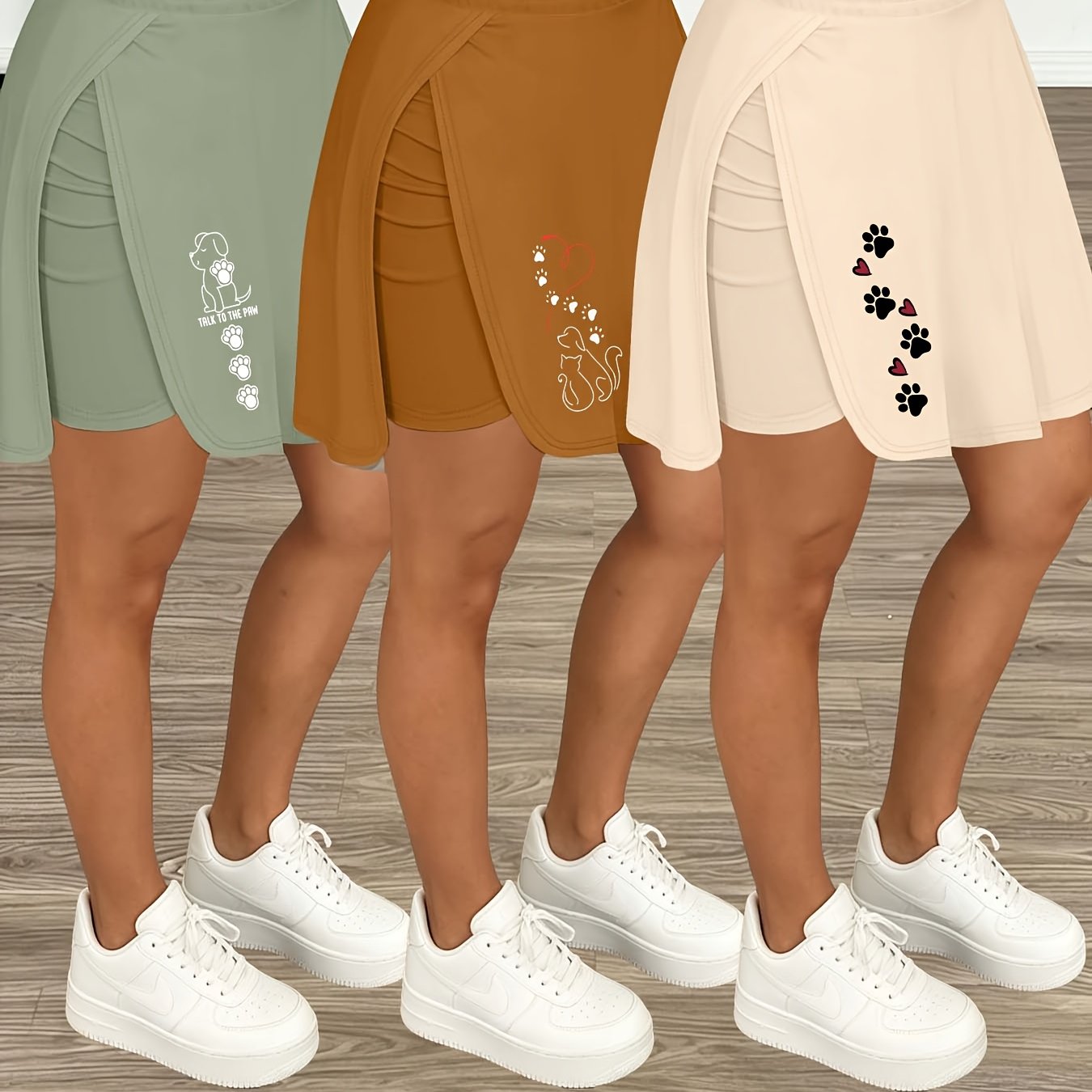 TEMU 2026 Spring/summer New Women's Casual Y Cat Paw Print Printed Bottoms Versatile Options Commuting Streetwear Short Women's Bottoms