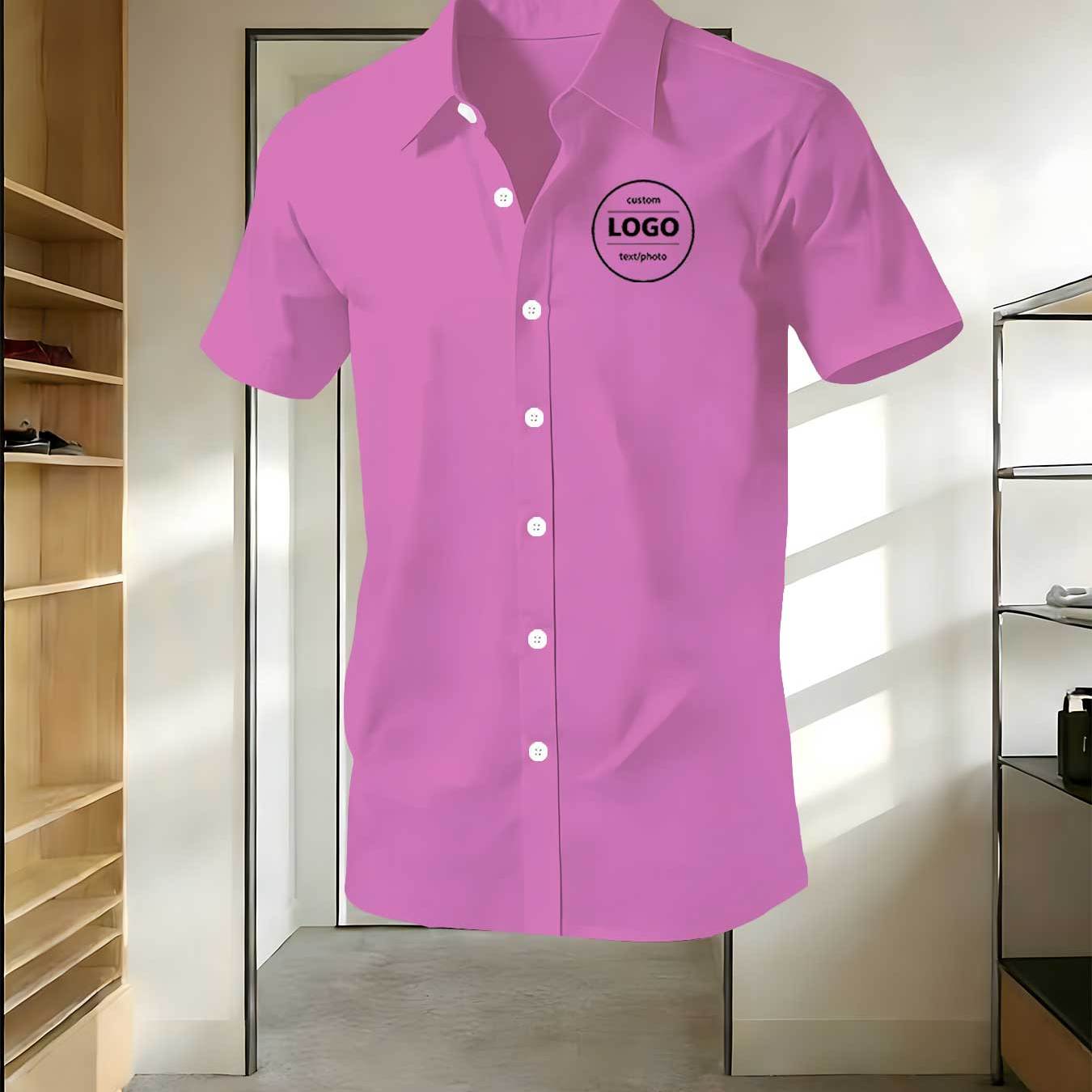 TEMU Custom Shirts; Add Your Own Photos/selfies, Casual Lapel Short-sleeved Style, Building Outfits, Work Clothes, Soft And Breathable Fabric