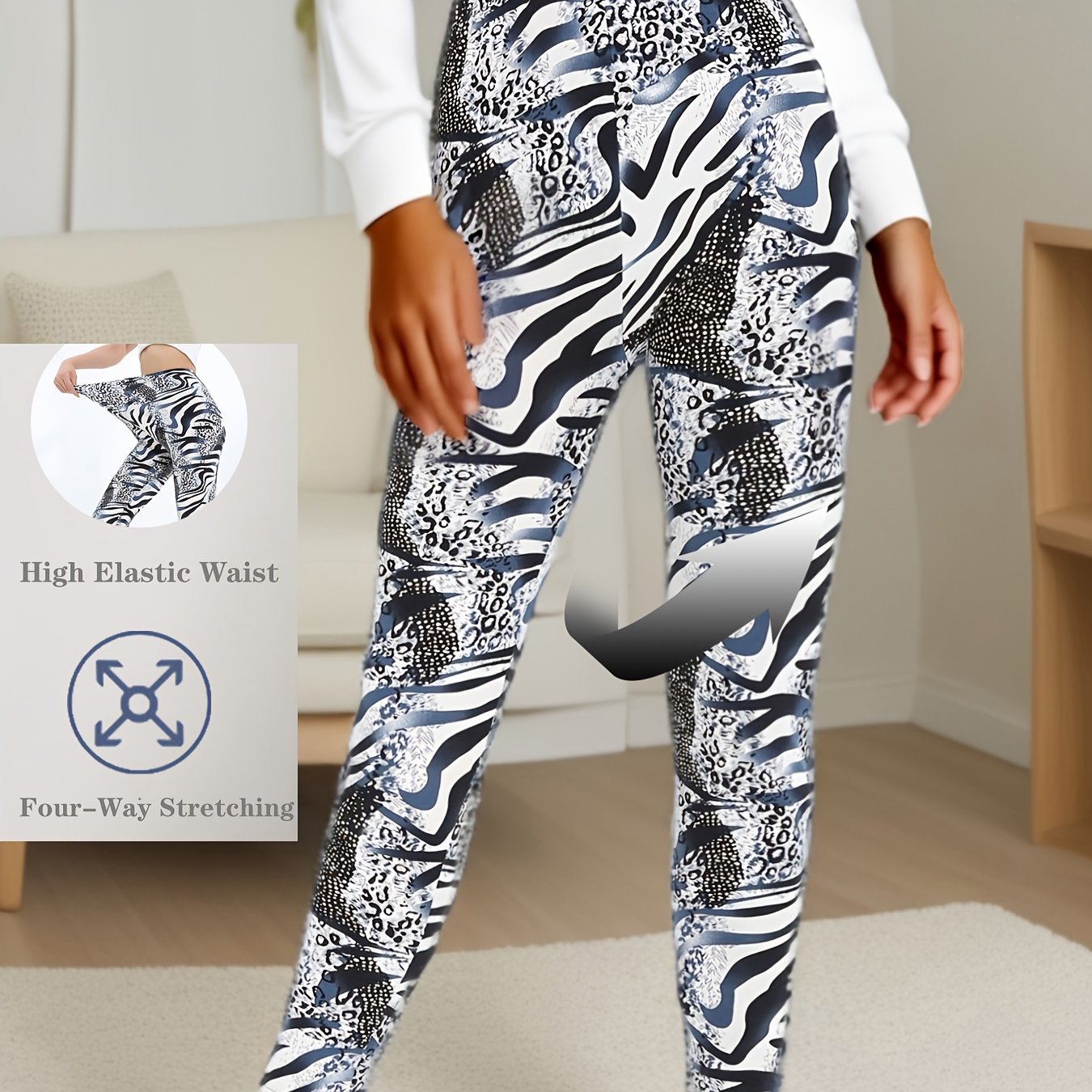 E-shop Europäische und amerikanische Mode Freizeit Damen Leggings Leopardenmuster Lässige High-Stretch Leggings