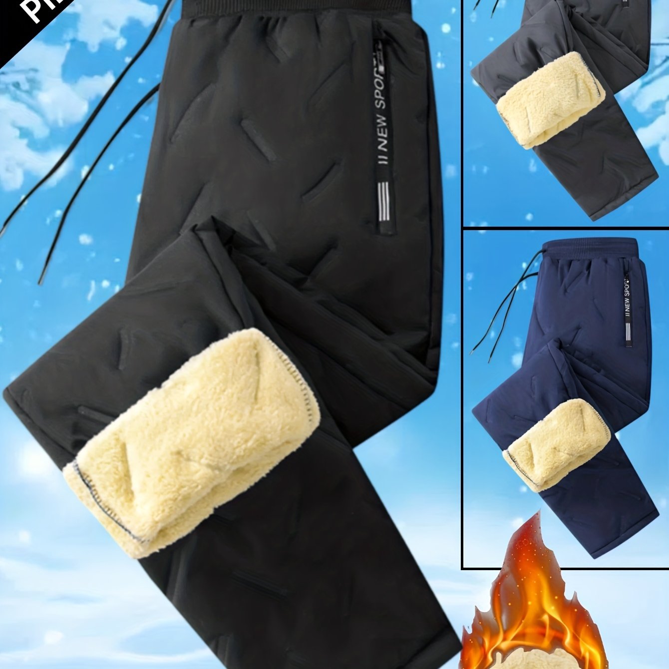 TEMU Men's Autumn/winter Casual Sport Pants, Thick -lined Sweatpants For Daily Wear, Fishing, Camping, Hiking, And Cycling