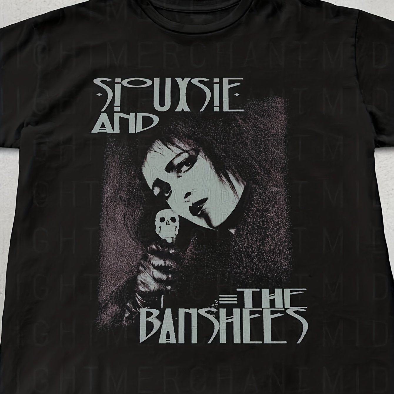 Image of And The Vintage 90s Goth Band T-shirt - Official Merch Style Unisex Grunge Graphic Tee With Iconic Face & Lettering, Retro Gothic Music Shirt For , Casual Round Neck Wear, Plus Size