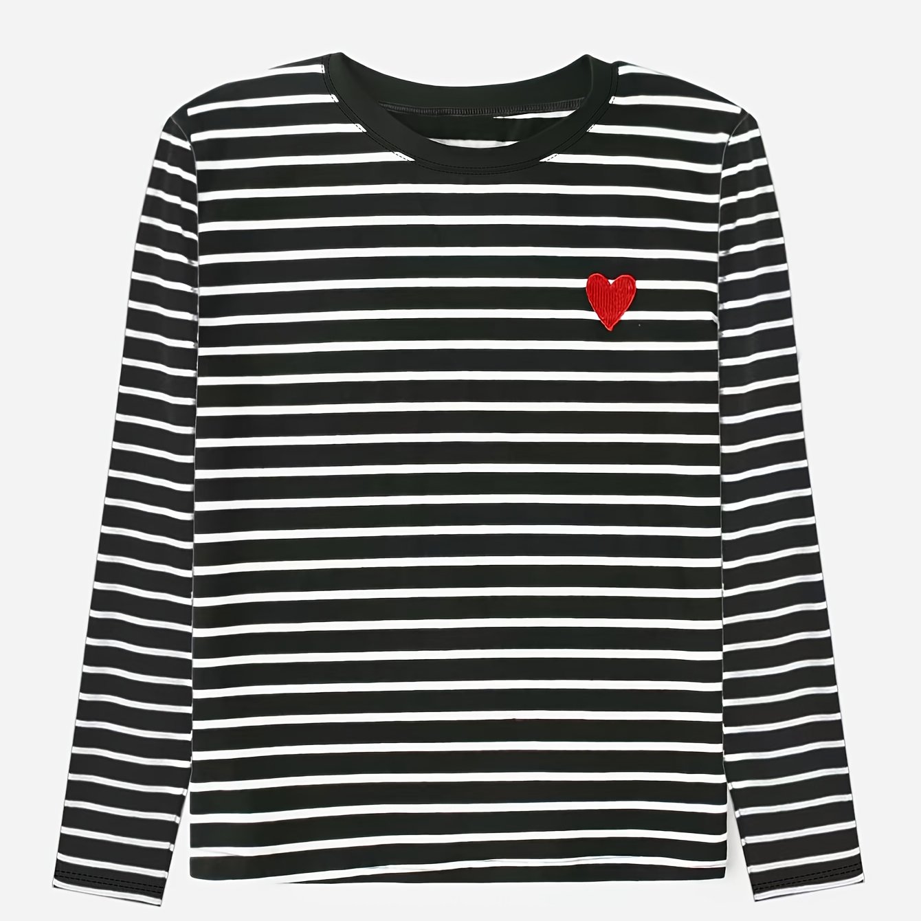 Casual Fashion Elegant Women's Embroidered Heart Round Neck