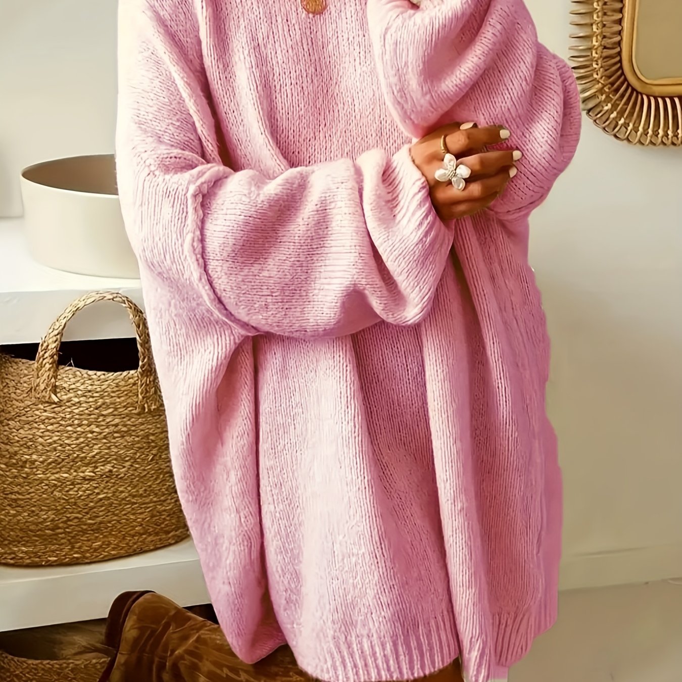 E-shop Damen-Pullover in Übergröße für Herbst/Winter, eleganter, unschuldiger, süßer, großzügiger europäischer amerikanischer Stil, Strickware,