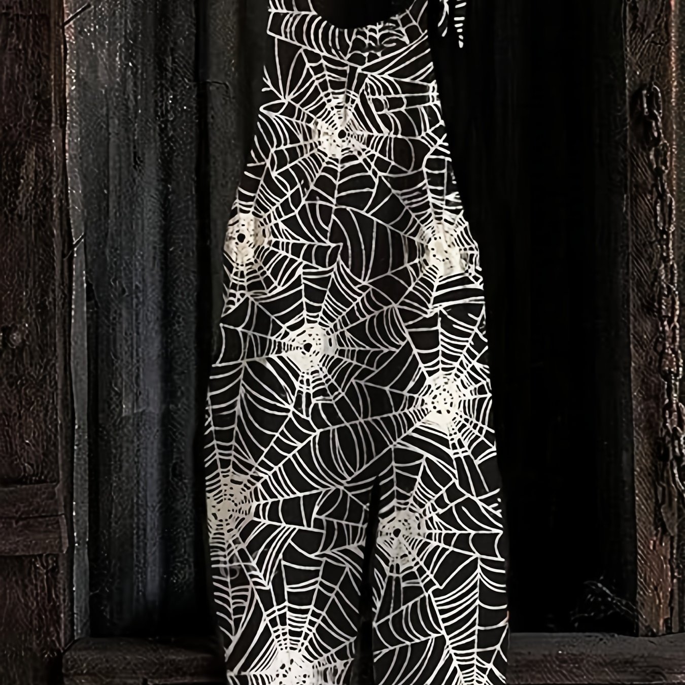 Plus Size - Plus Size - Plus Size Women's Spring Summer New Spider Web Print Jumpsuit Overalls