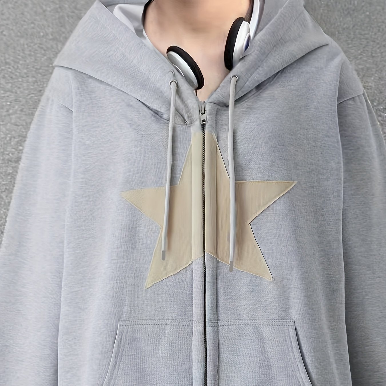 Rose patch stripe store sleeve drawstring hoodie