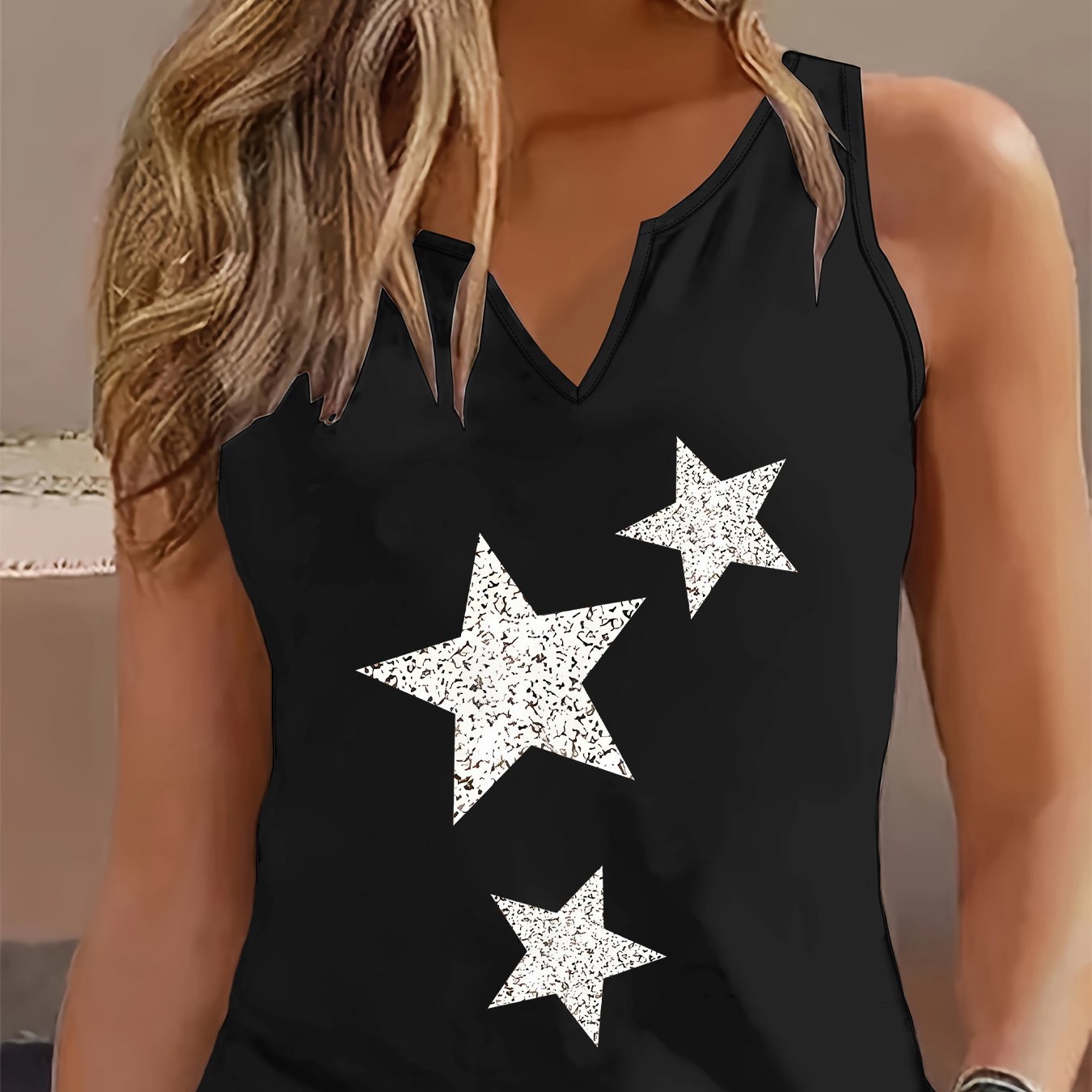 TEMU Fashionable Women's Sleeveless Tank Top With A V-neck And , A Casual And Versatile Breathable Top
