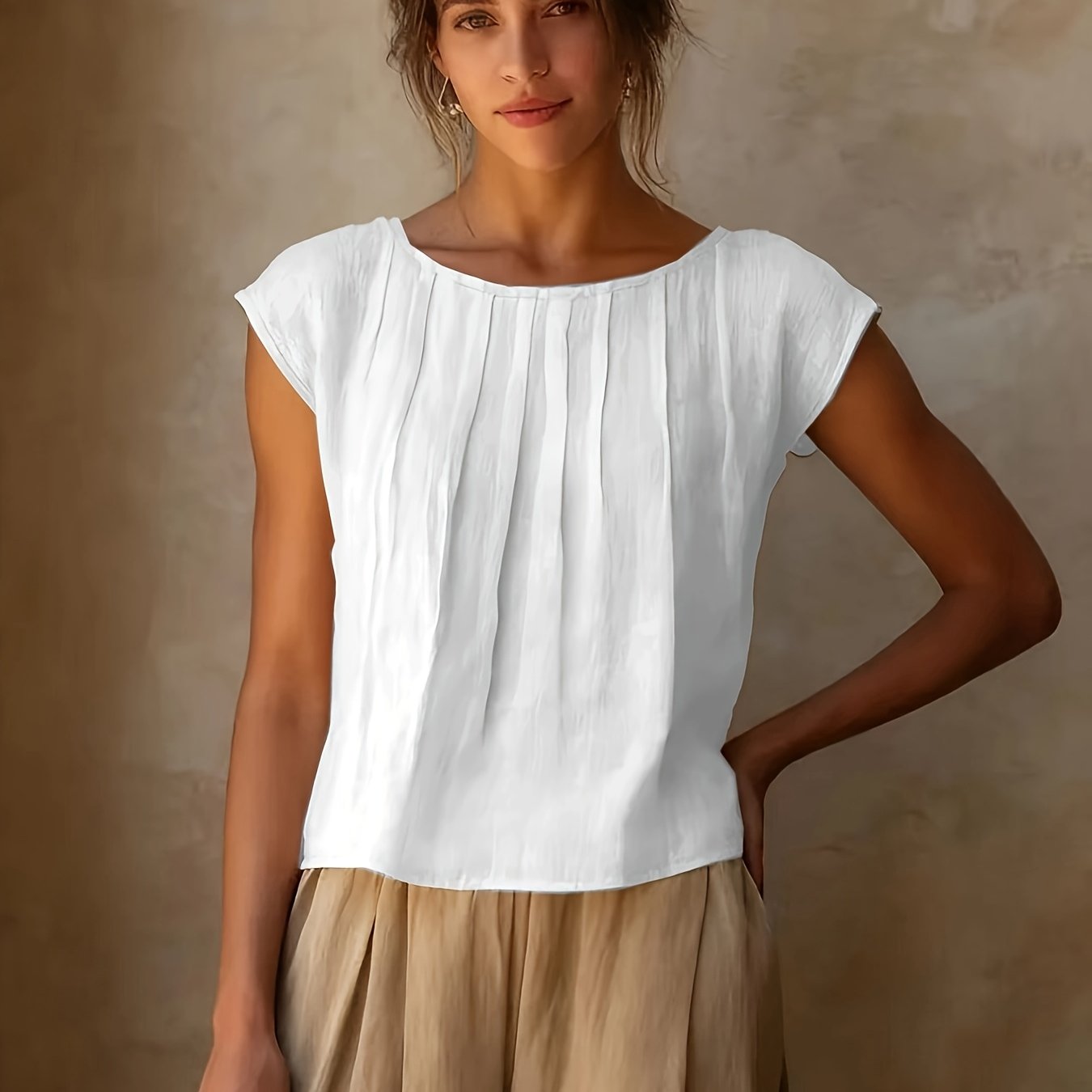 Spring And Summer Fashion Elegant Round Neck Shirt