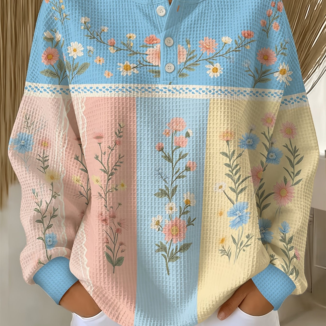 TEMU Plus Size - Women's Plus Size Sweatshirt With Striped Print