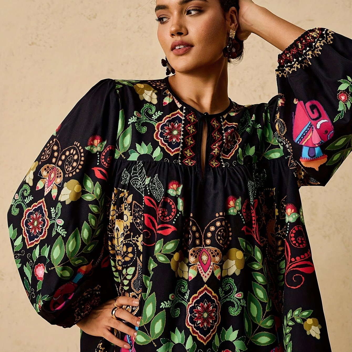 E-shop Plus Size Damenoberteil, Neue Frühjahr/Herbst Mode Positionierungsprint Locker Langarmhemd