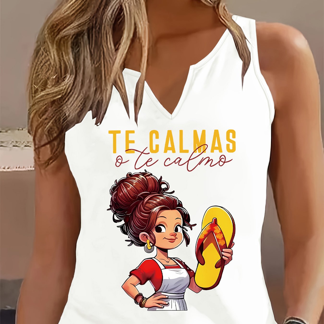 TEMU Camiseta sin con estampado , top casual para verano y , ropa de mujer