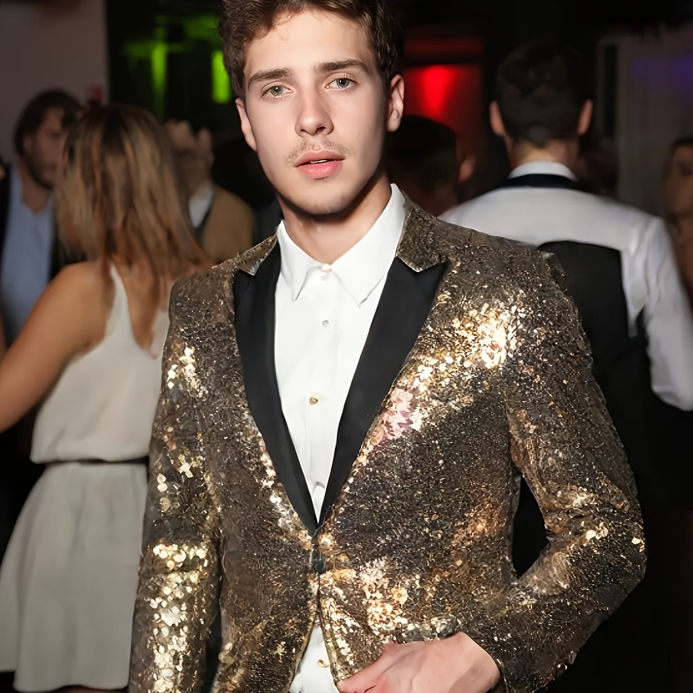 TEMU Sequin Suit For Men, Light Luxury Shiny Suit Jacket, Slim Fit Diamond Lattice Sequin Suit, Party Nightclub Stage Performance Dress, Business