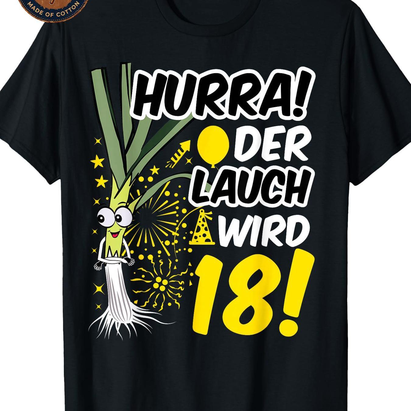 Image of Men's T-shirt The Leek 18 18th Birthday 18th Anniversary Fun Graphic Print T Shirt Unisex Casual Cotton Breathable Soft Streetwear Summer Casual Attire Outdoor Family Daily Wearing Fit Neck