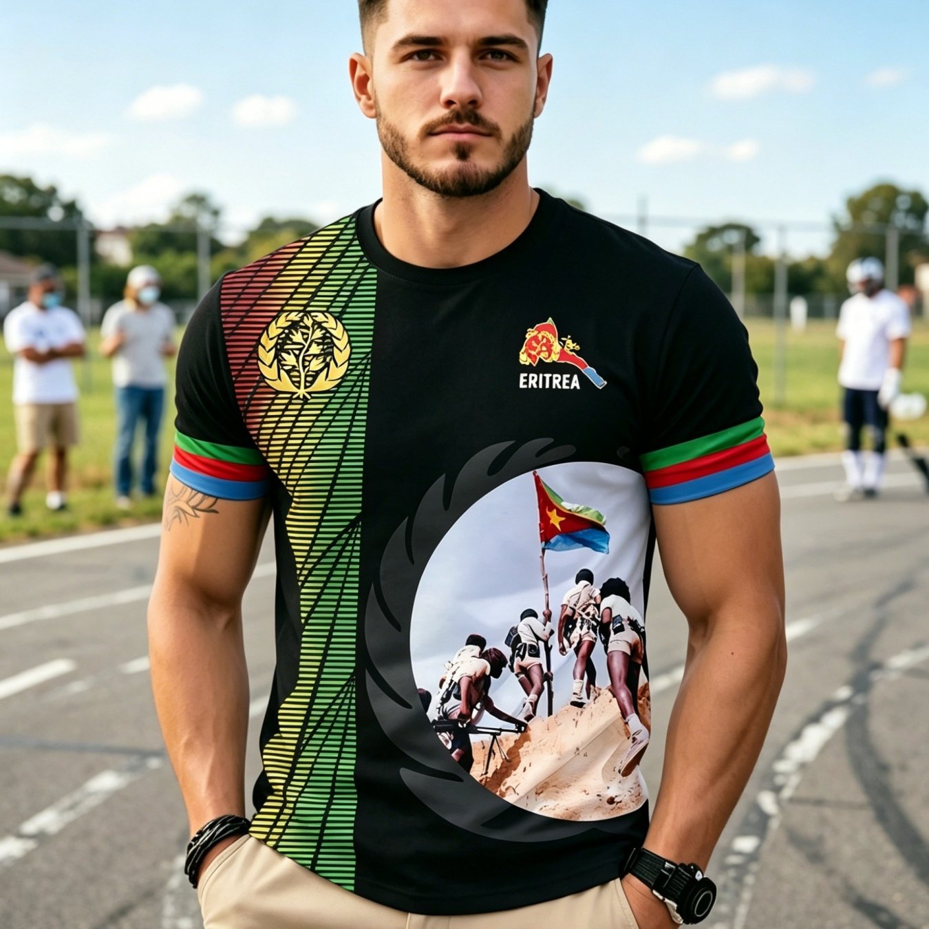 TEMU Men's Summer Streetwear, Print Fashion T-shirt, Suitable For Casual Wear And Boyfriend Gift, Casual Sporty Style, Machine Washable