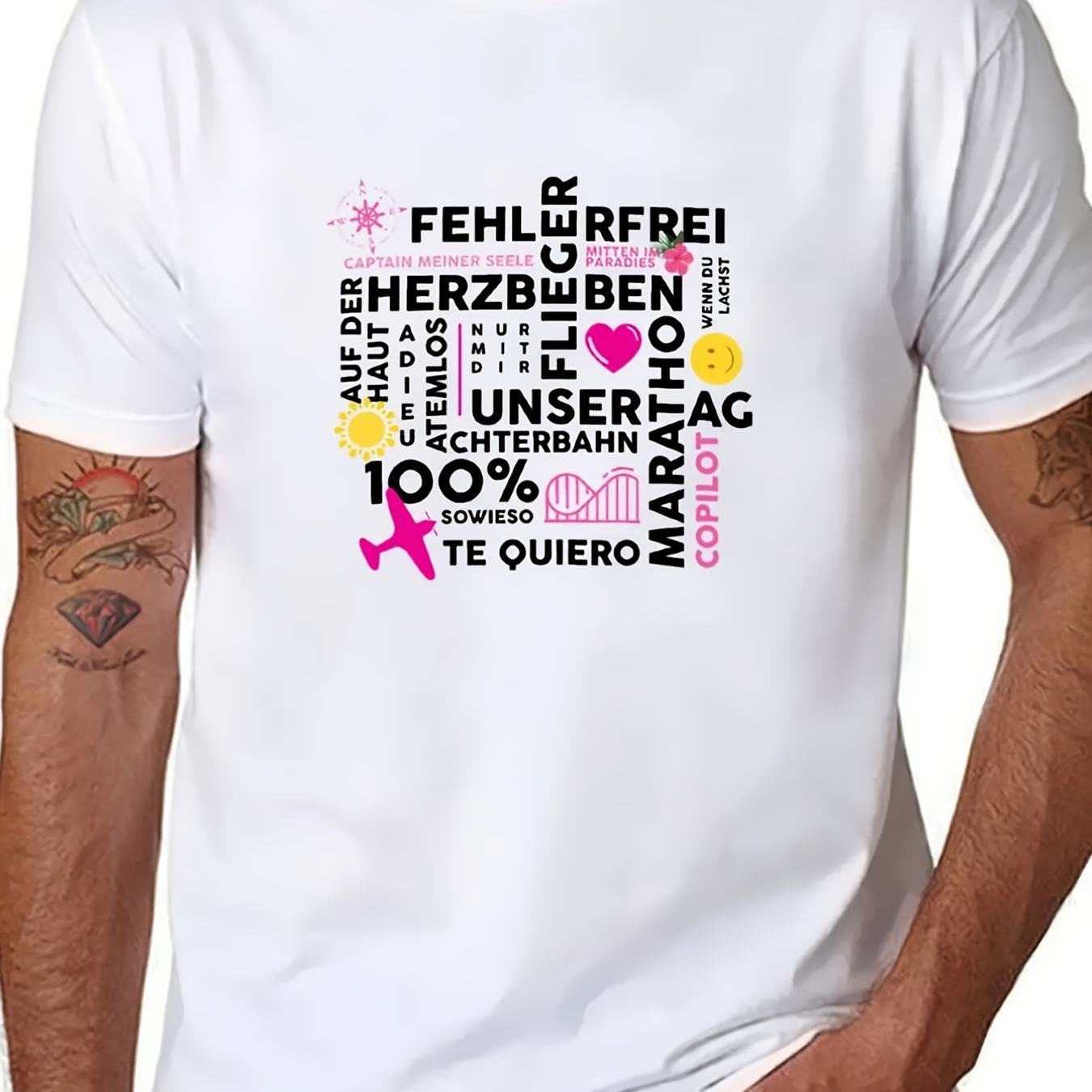 Image of Men' E Fische R Merch 2026 T-shirt - Iconic Song Print Round Neck Tee Suitable For Fans, Machine Washable Streetwear Top With Iconic Song /, Comfortable Casual Outfits For Concerts & Casual Attire