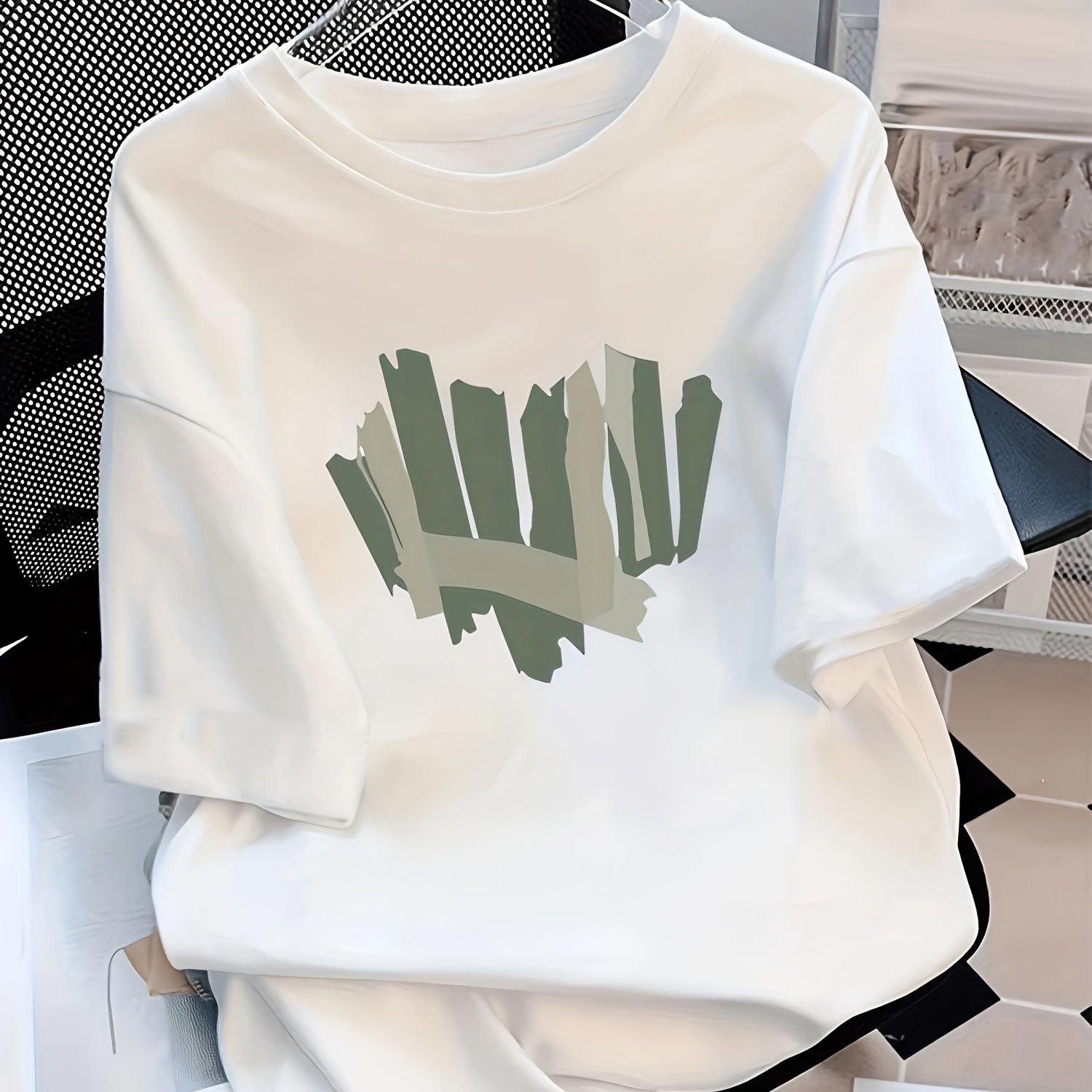 TEMU T-shirt tendance pour femme, plusieurs couleurs, motif de cœur, en polyester, plusieurs tailles, idéal pour et décontractées, élégant et