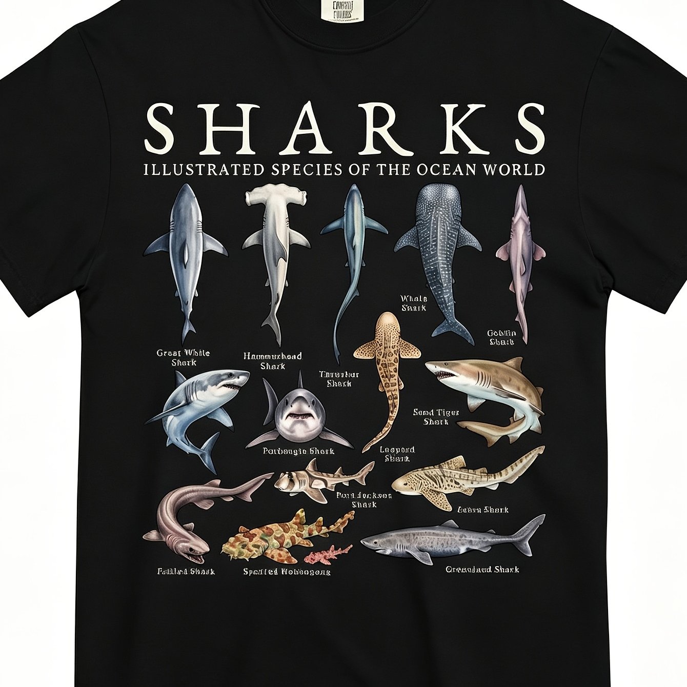 Image of Shark T-shirt Vintage Shark & Graphic Tee - Short Sleeve Casual Round Neck Shirt With Shark Print Suitable For Aquarium Gifts, Ocean Animal Apparel, Machine Washable For - Wear