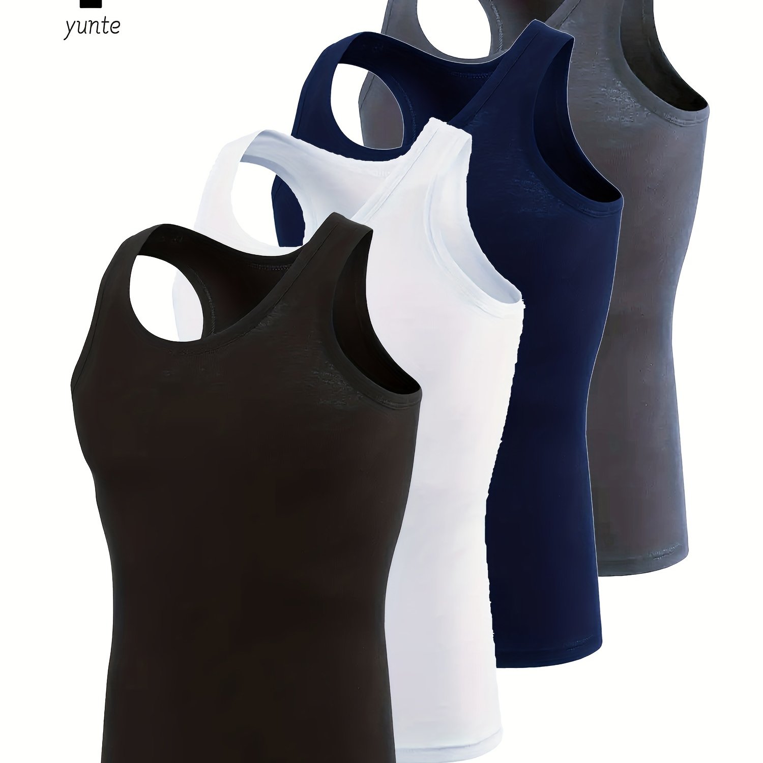 E-shop 4-Farben 4er-Pack -Grau-Marineblau Herrenwesten, modische atmungsaktive bequeme schnelltrocknende Sport-Fitnesswesten, lässige einfarbige