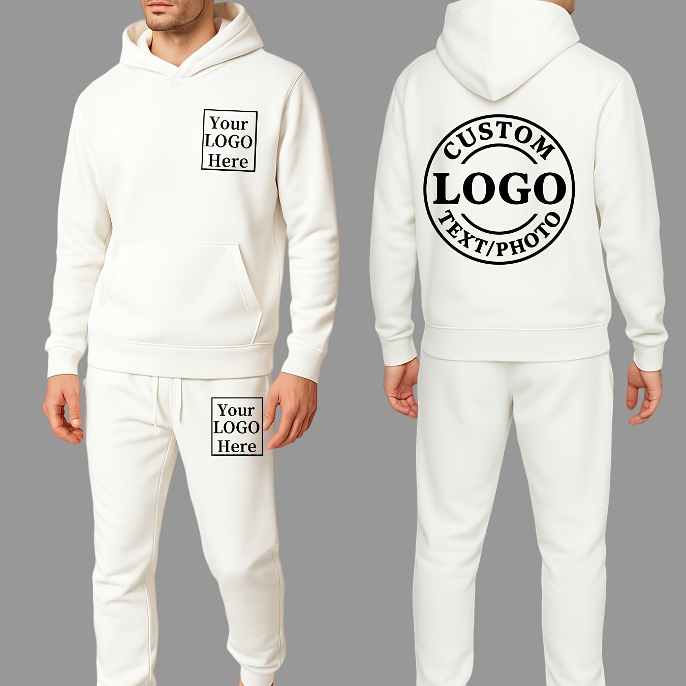 TEMU Ensemble Sweat à Capuche et Pantalon de Survêtement avec Logo/Motif Personnalisé - Élégant, Confortable pour -Automne. Idéal pour