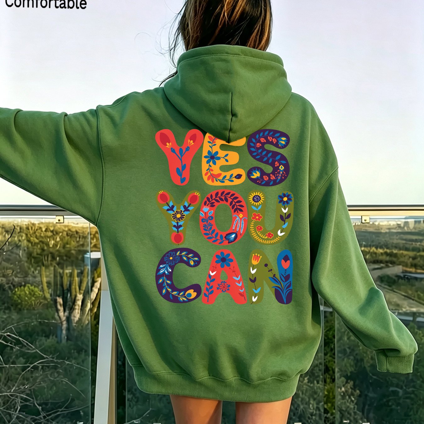 Image of Autumn Women's Fashionable Loose Drop-shoulder Hoodie With Colorful Letter Print, Style Pullover Jacket With Pockets And Drawstring For Daily Wear And Fall