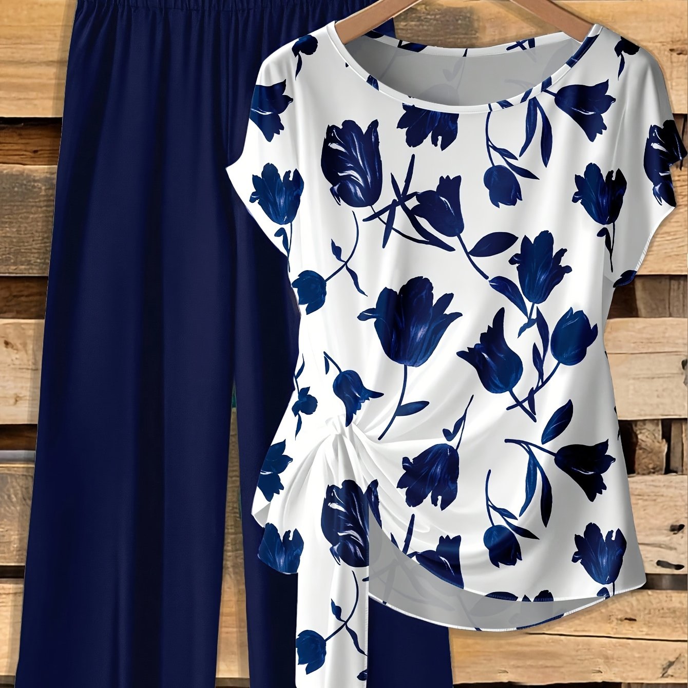 TEMU Women's Fashion Casual Popular Floral Print Top And Pants Set