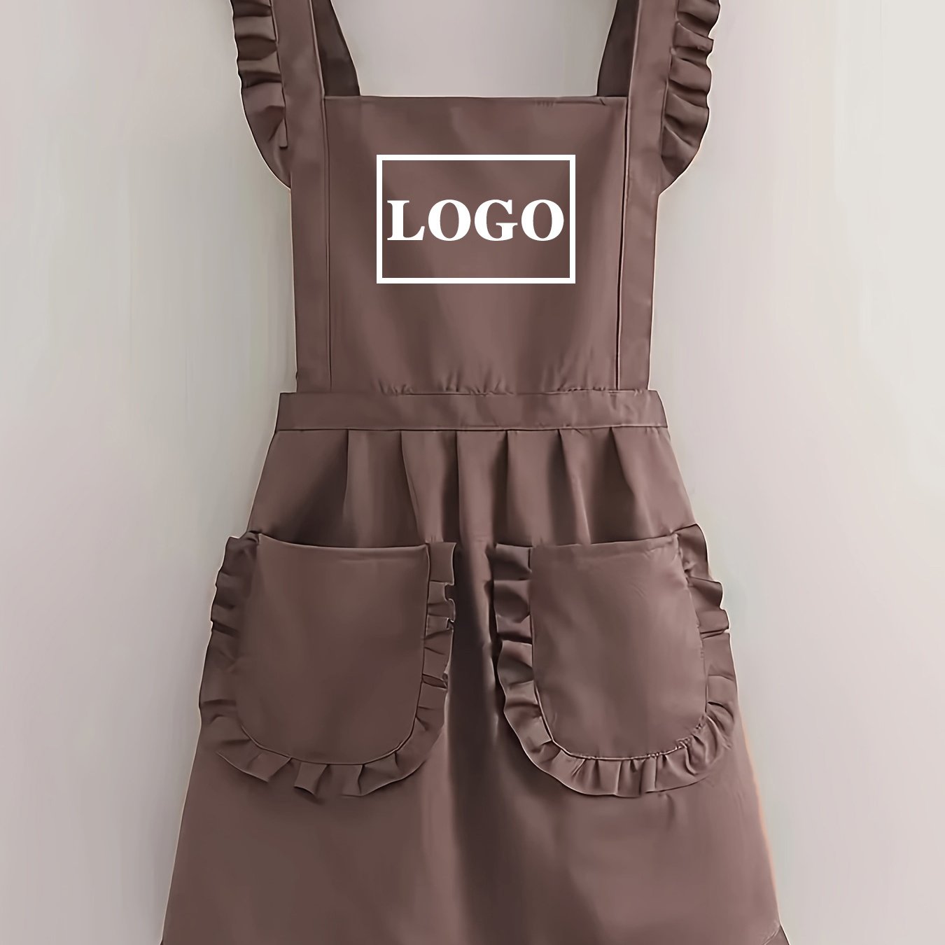 TEMU Customizable Photos Or Logos.adult Princess-style Sleeveless Apron- Cute Edges& Adjustable Waistband, Breathable Kitchen Cooking Manicure Work