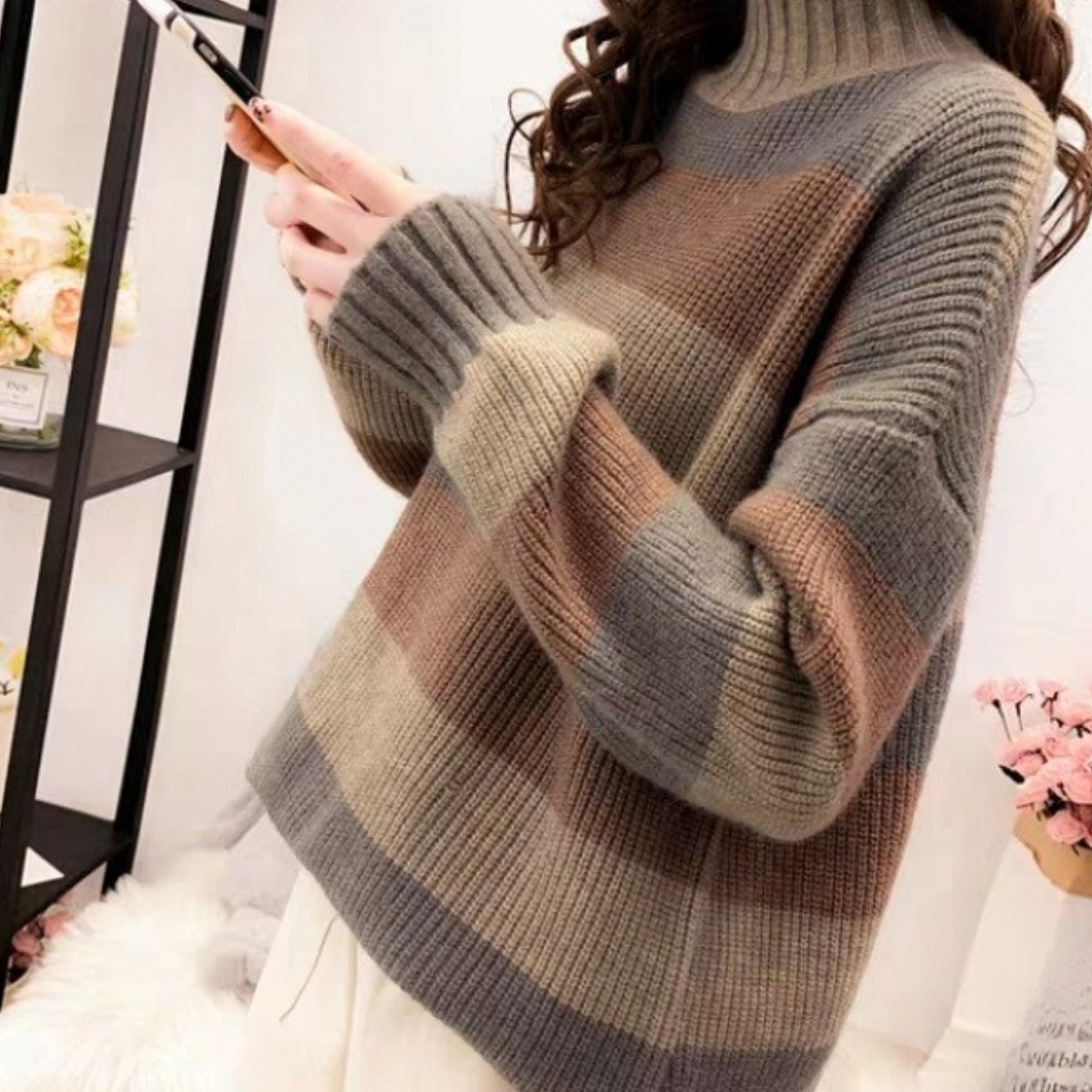 TEMU Winter Women's Sweaters, Pullovers, Turtlenecks, Casual, Comfortable, Loose, Fashionable, Women's Sweaters, Sweaters