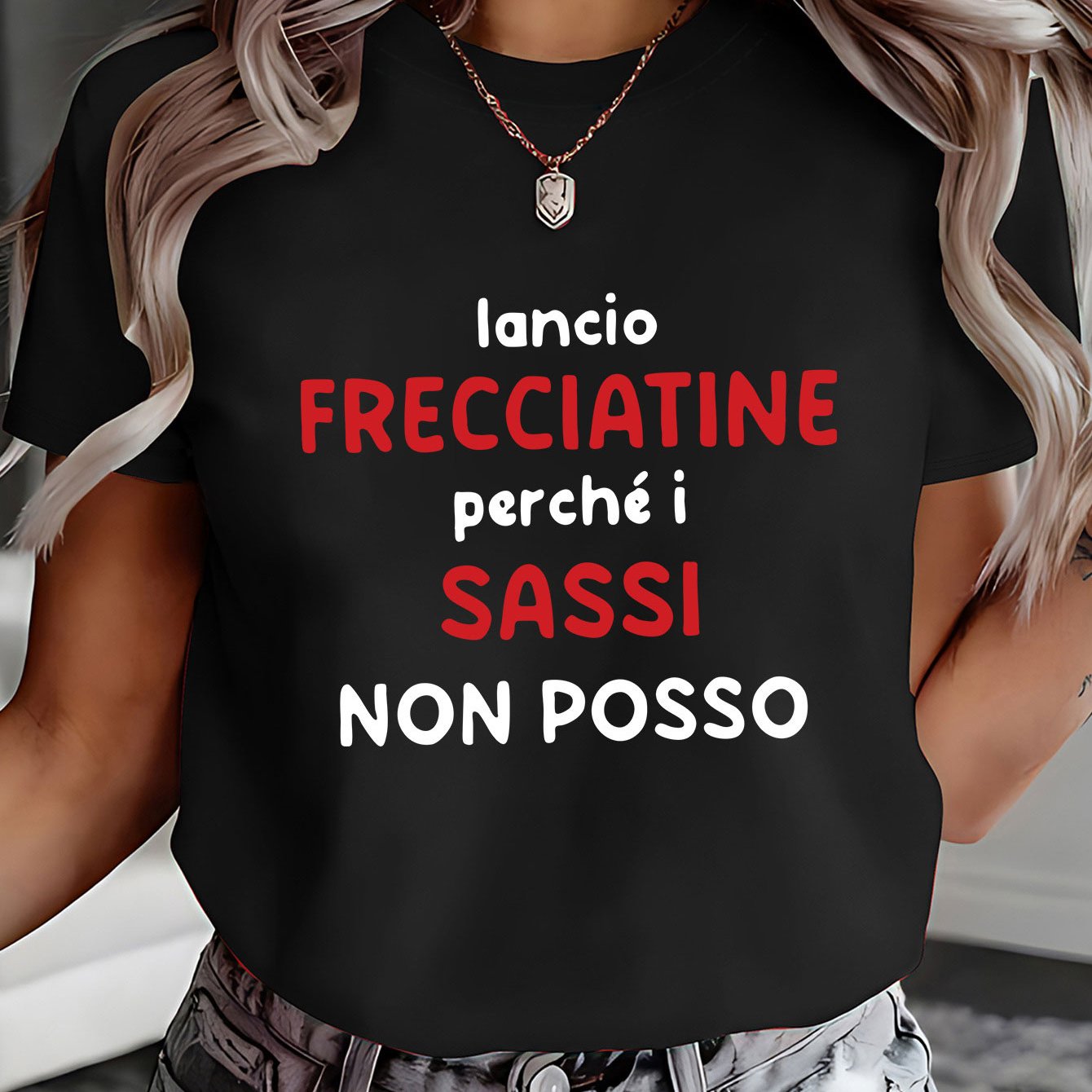TEMU T-shirt da donna con stampa "Italian Insults I Throw Stones" (Io lancio insulti perch矇 non posso pietre), top casual a maniche corte con per