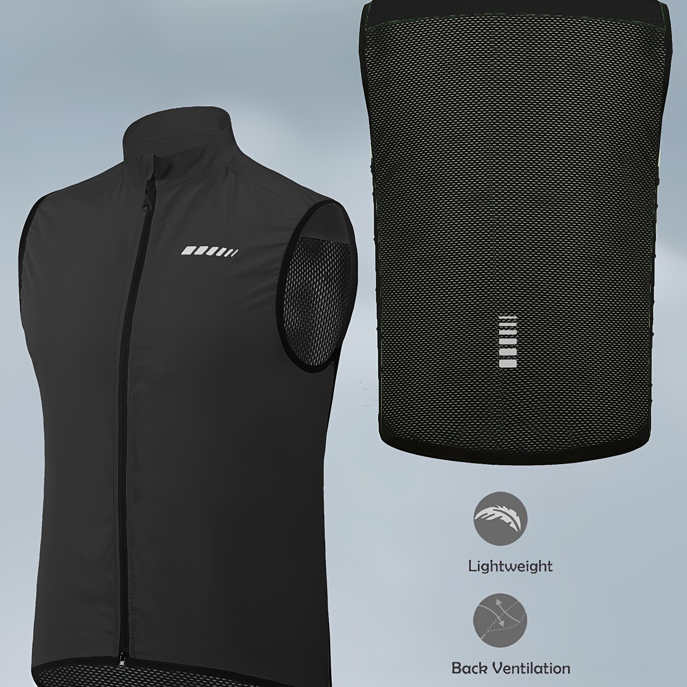 Image of Windproof Lightweight Men's Cycling Vest - Quick-dry, Breathable Sleeveless Jacket For Biking, Running & Outdoor Sports, Mesh Ventilation, Perfect For Spring/summer/fall, Cycling Additions