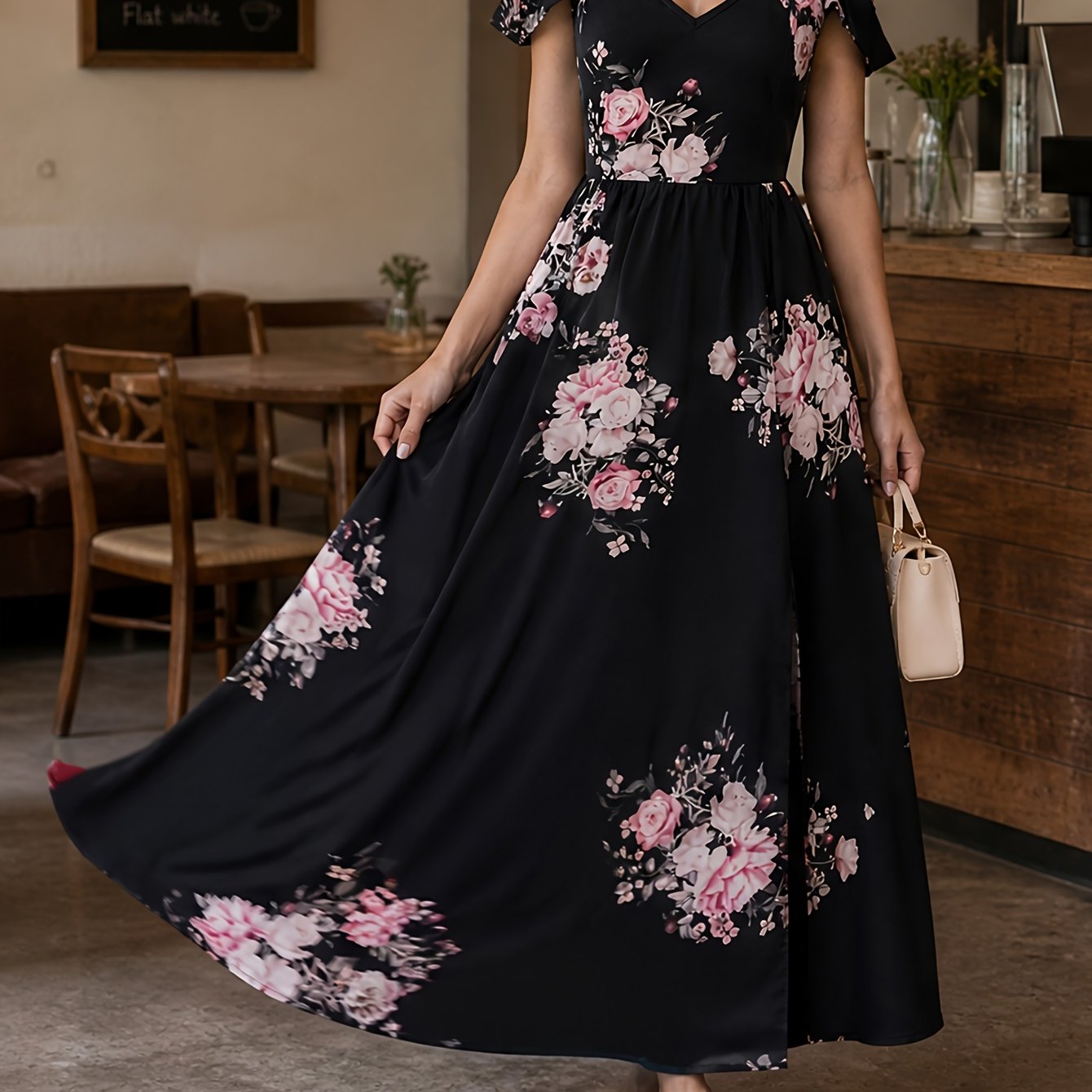 Directional; Spaghetti Strap Sleeveless Dress