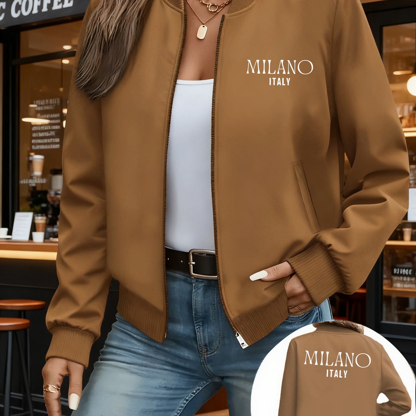TEMU Women's, Women's Jacket, Women's Cardigan, Open Front Cardigan, Winter Jacket, Zip-up Jacket, Spring And Autumn Jacket, Casual Simple Creative