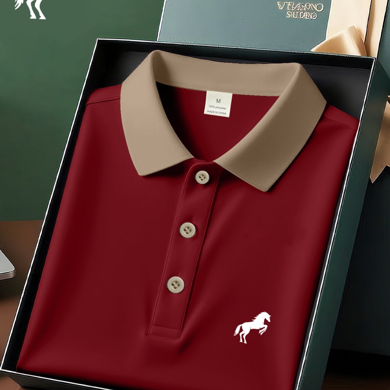 TEMU WR3362 Polo Homme Manches Courtes Style Élégant et Composé, T-Shirt Homme Premium avec Imprimé - Respirant et - Idéal pour Tenue Décontractée