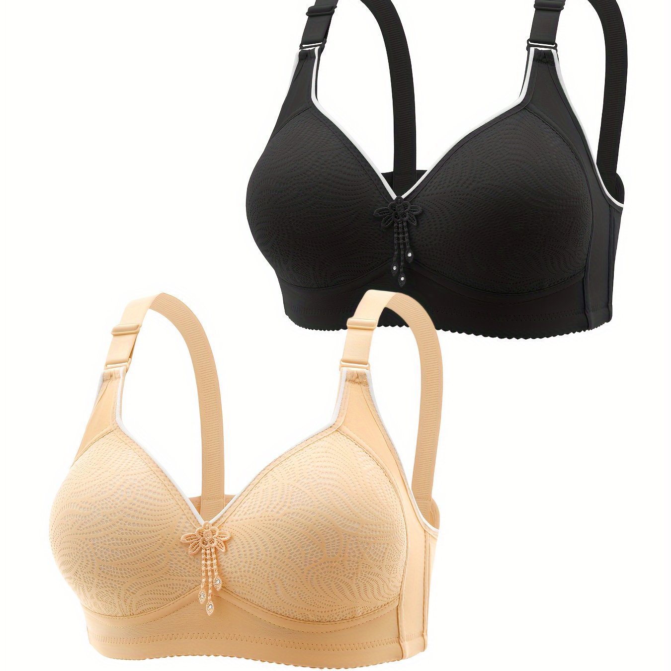 2pcs Thin Anti-sag Side Support Bustier Underwire-free Bra Women's Back Smoothing Lingerie