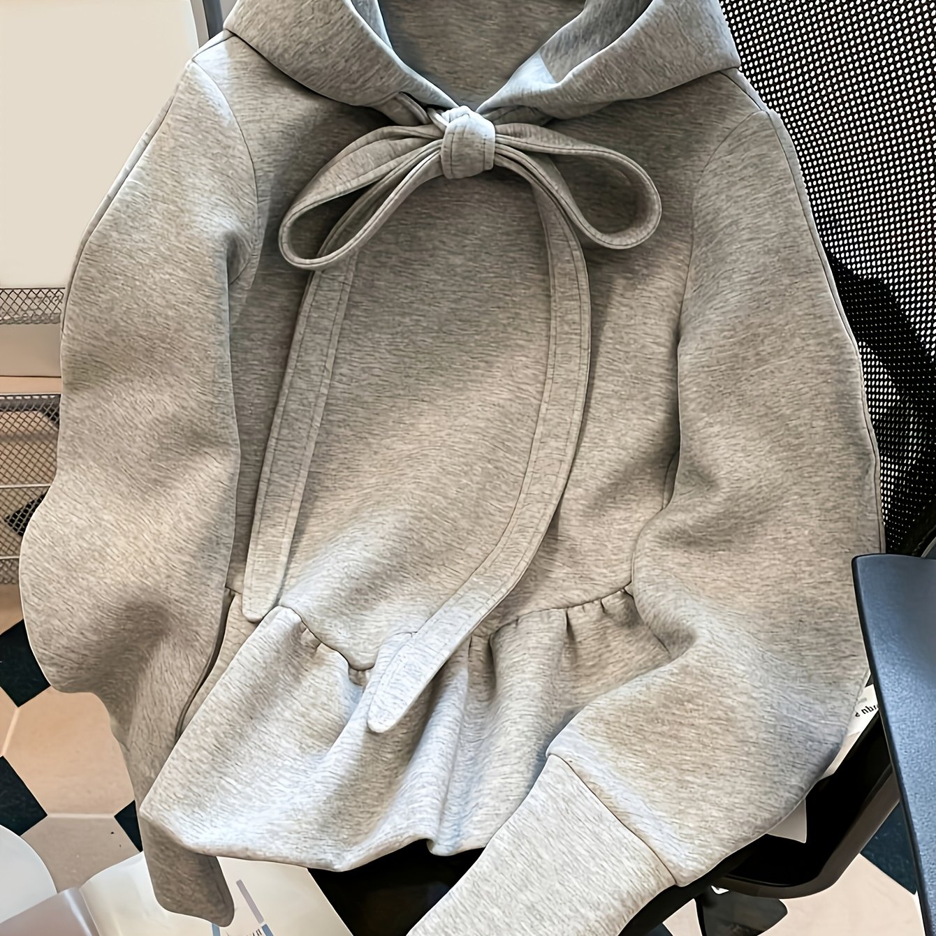 Image of Casual Hoodie Skirt Hem Sweatshirt Nian Nian