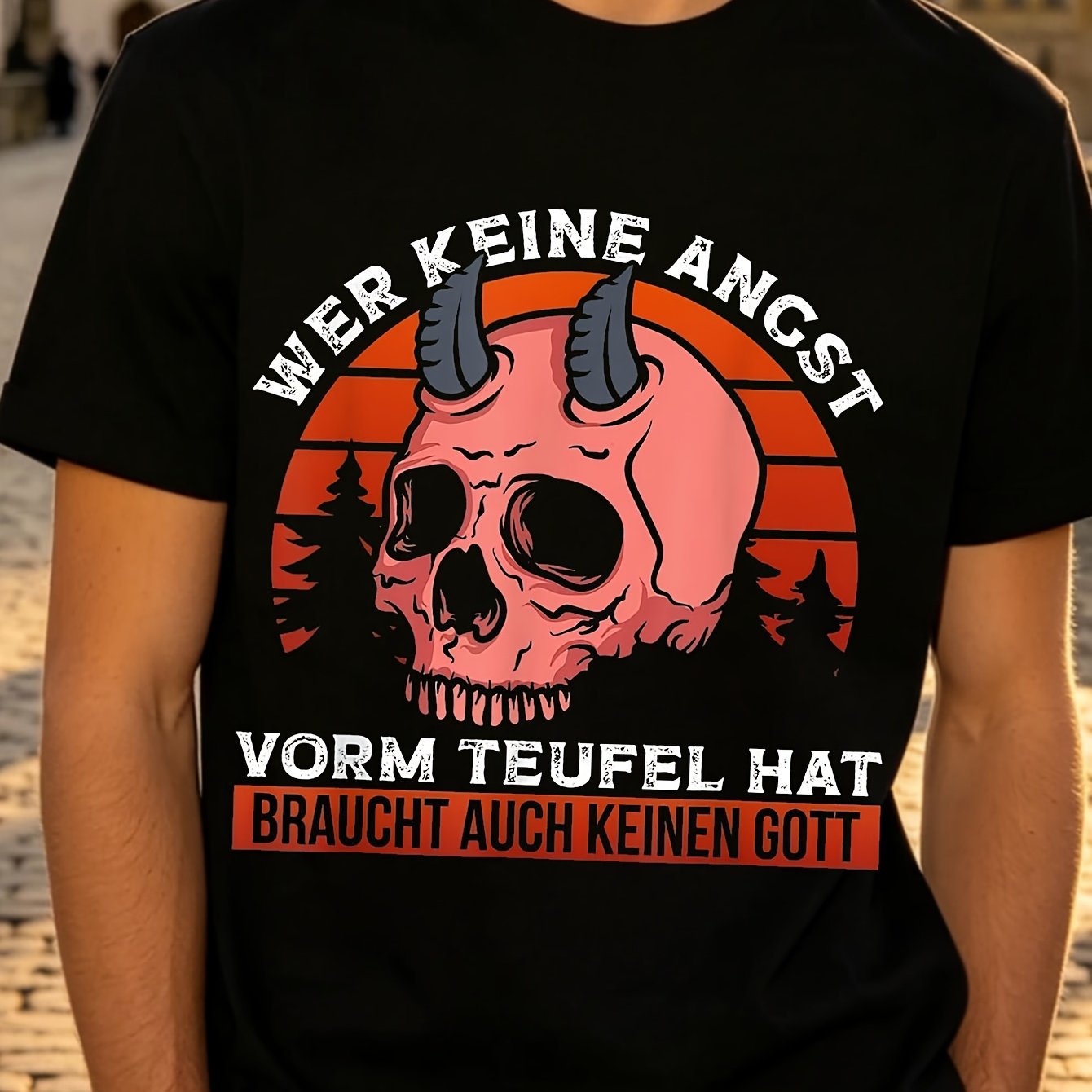 German Rock T-shirt Fearless Of Devils Men's T-shirt Funny Perfect For Home Outdoor Work Gifting Birthdays Mother's Day Valentine's Day - Unisex Outdoor Leisure Breathable