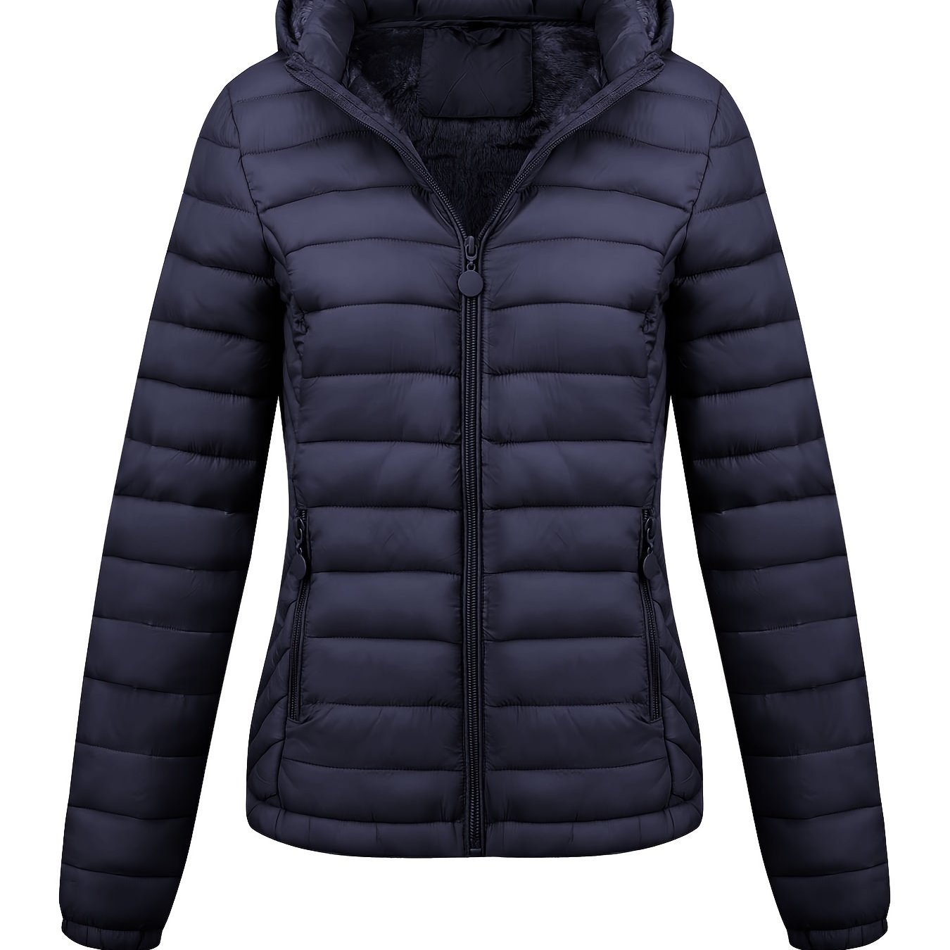 TEMU Veste matelassée légère et simple pour femme, à capuche et poches, pour les quotidiens, automne/hiver