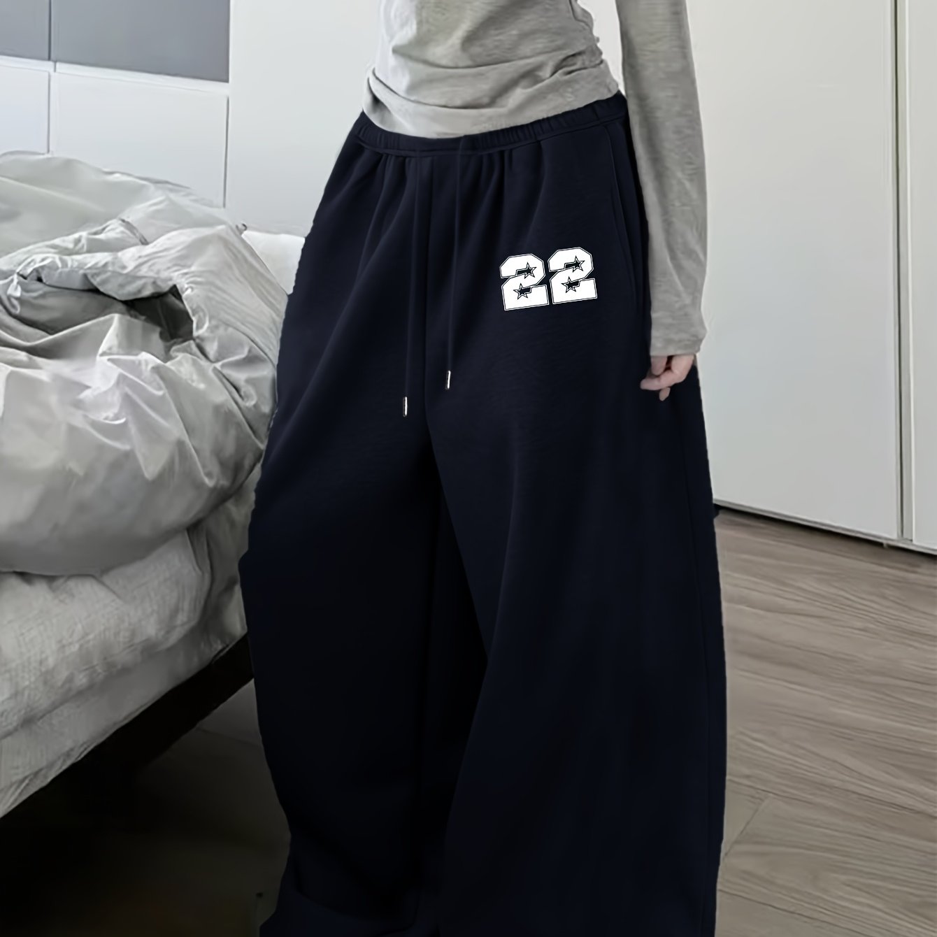 TEMU A Casual Autumn/winter -lined Loose-'s Sweatpants Featuring A Trendy Fashionable 22 Pattern Print