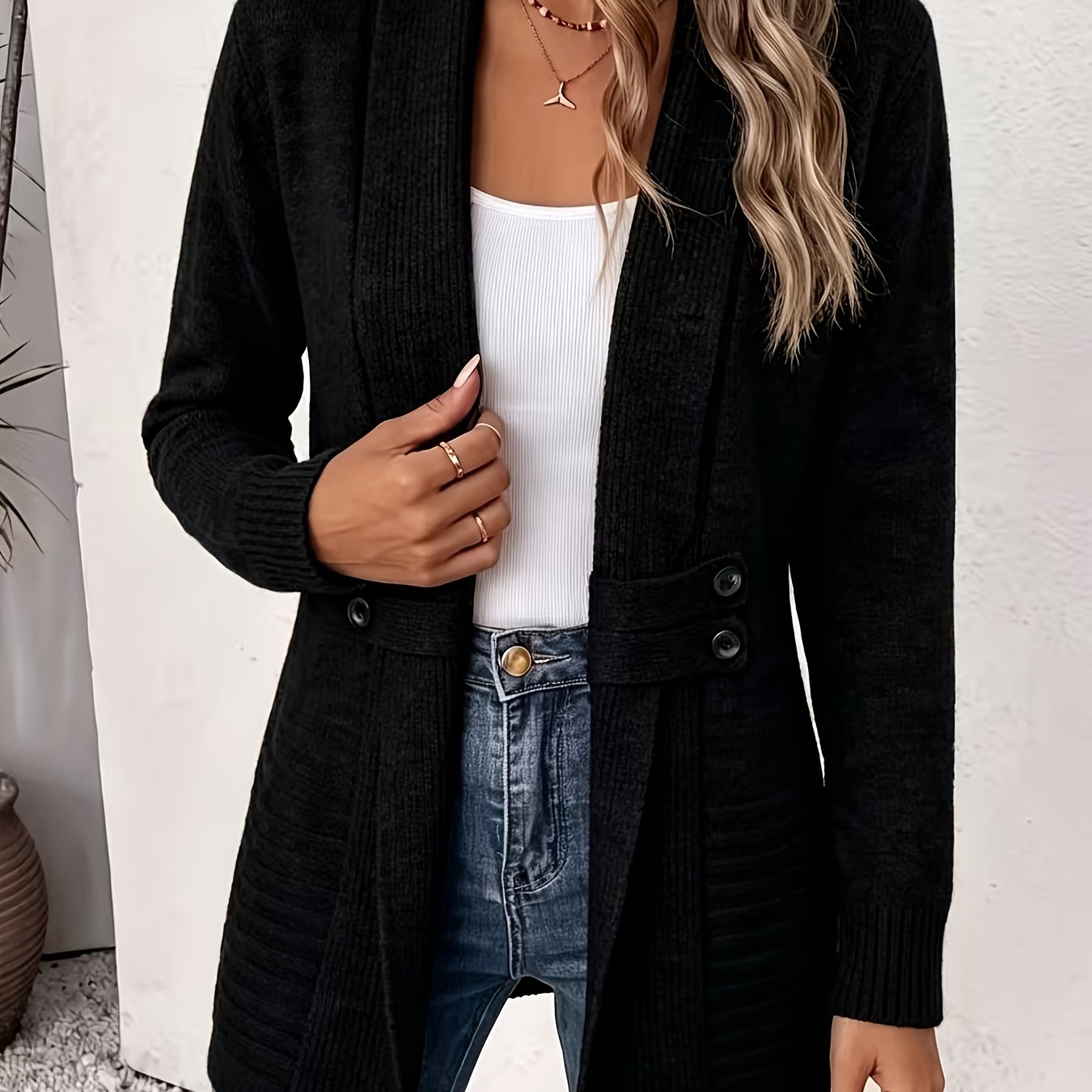 TEMU Cardigan mi-long élégant et à pour femme