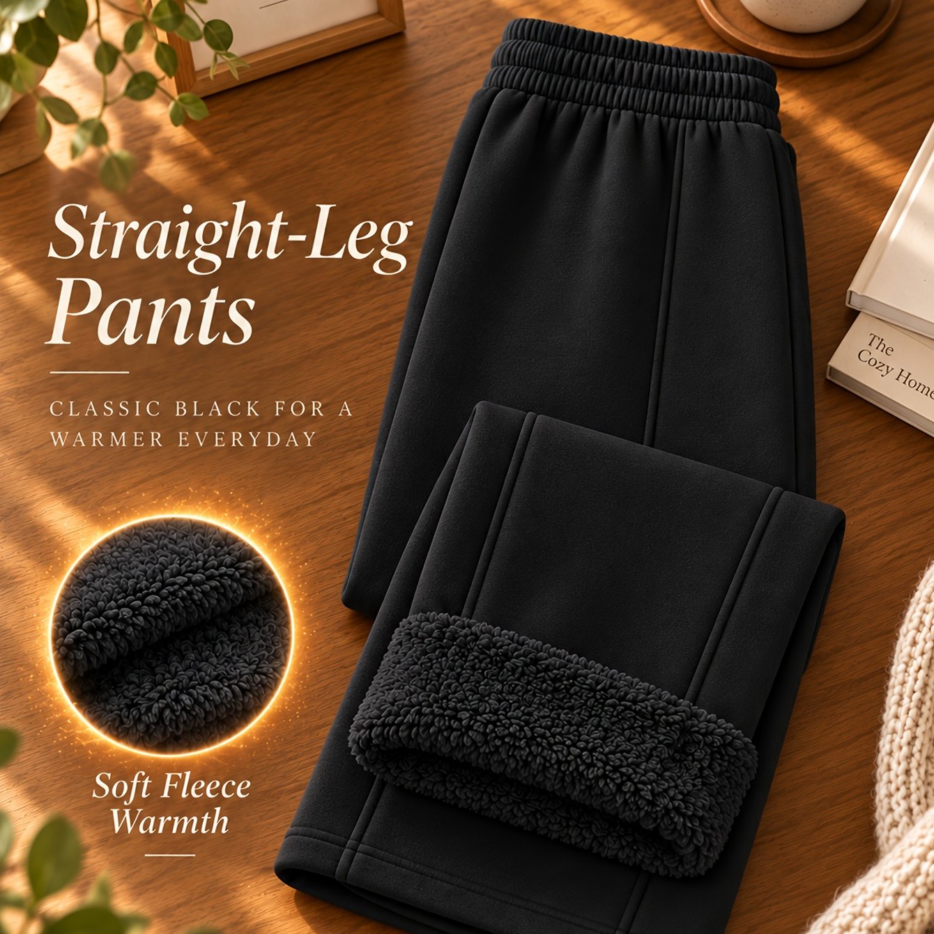 TEMU 1-pack Women's Winter Casual Sports Pants, Thickened Warm Trousers, Fleece-lined, Cold-resistant And Windproof Straight-leg Pants, Minimalist