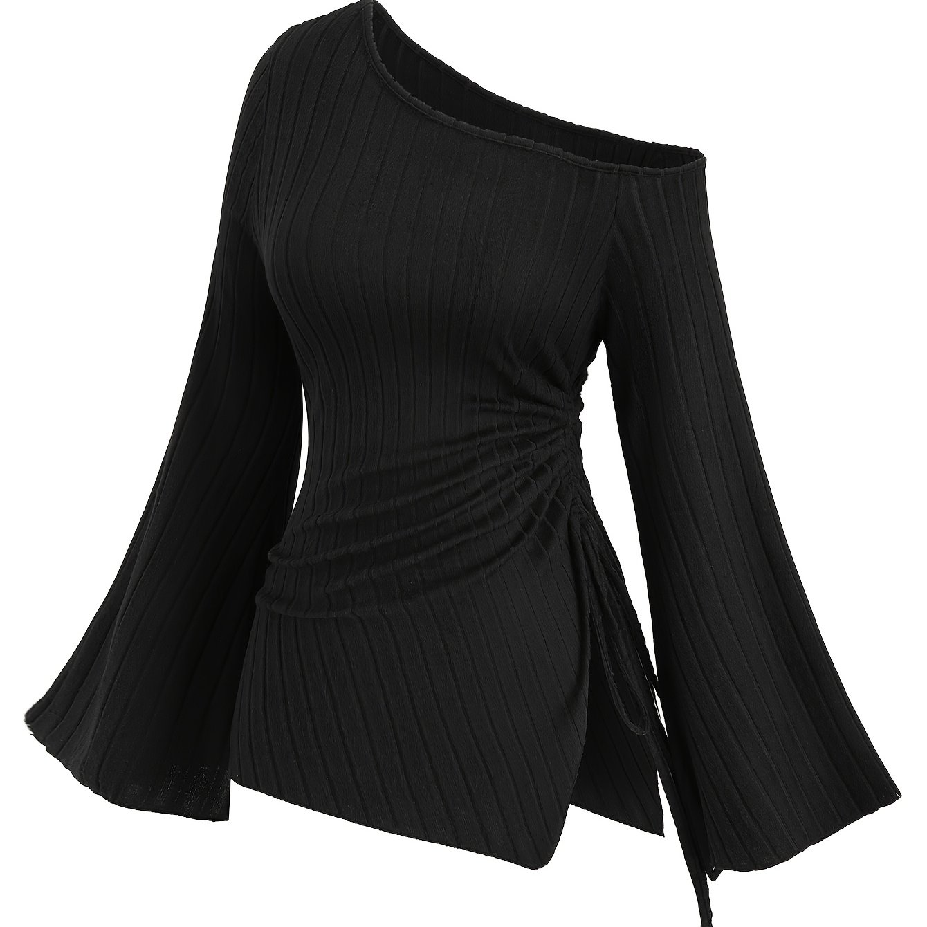 Plus Size - Plus Size - Western Size Women's Spring/autumn Asymmetrical Tail Long Sleeve Off-shoulder Neck T-shirt