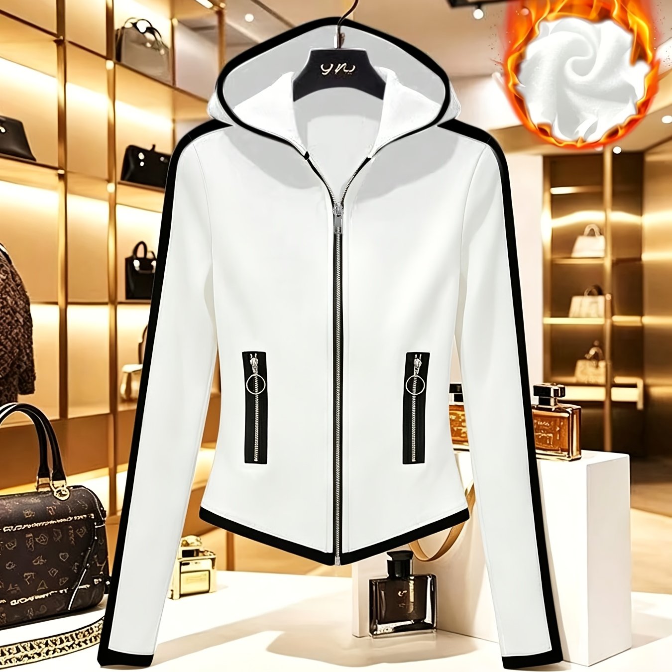 TEMU Women's Contrast Color Zipper Neck Casual Sweatshirt, Autumn/winter Style