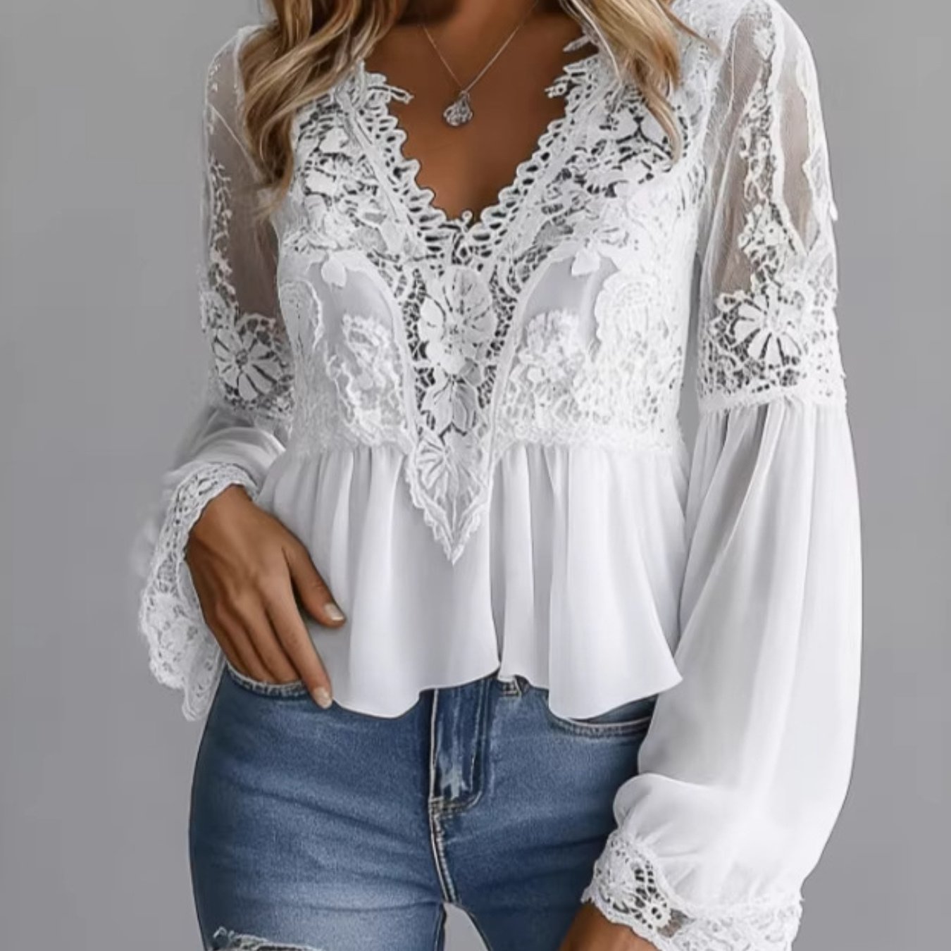 TEMU Women's Summer Lace Cutout Button-front Blouse - Elegant And Breathable, Relaxed Fit Silhouette, Short Sleeve Design, Lightweight Sheer Fabric,
