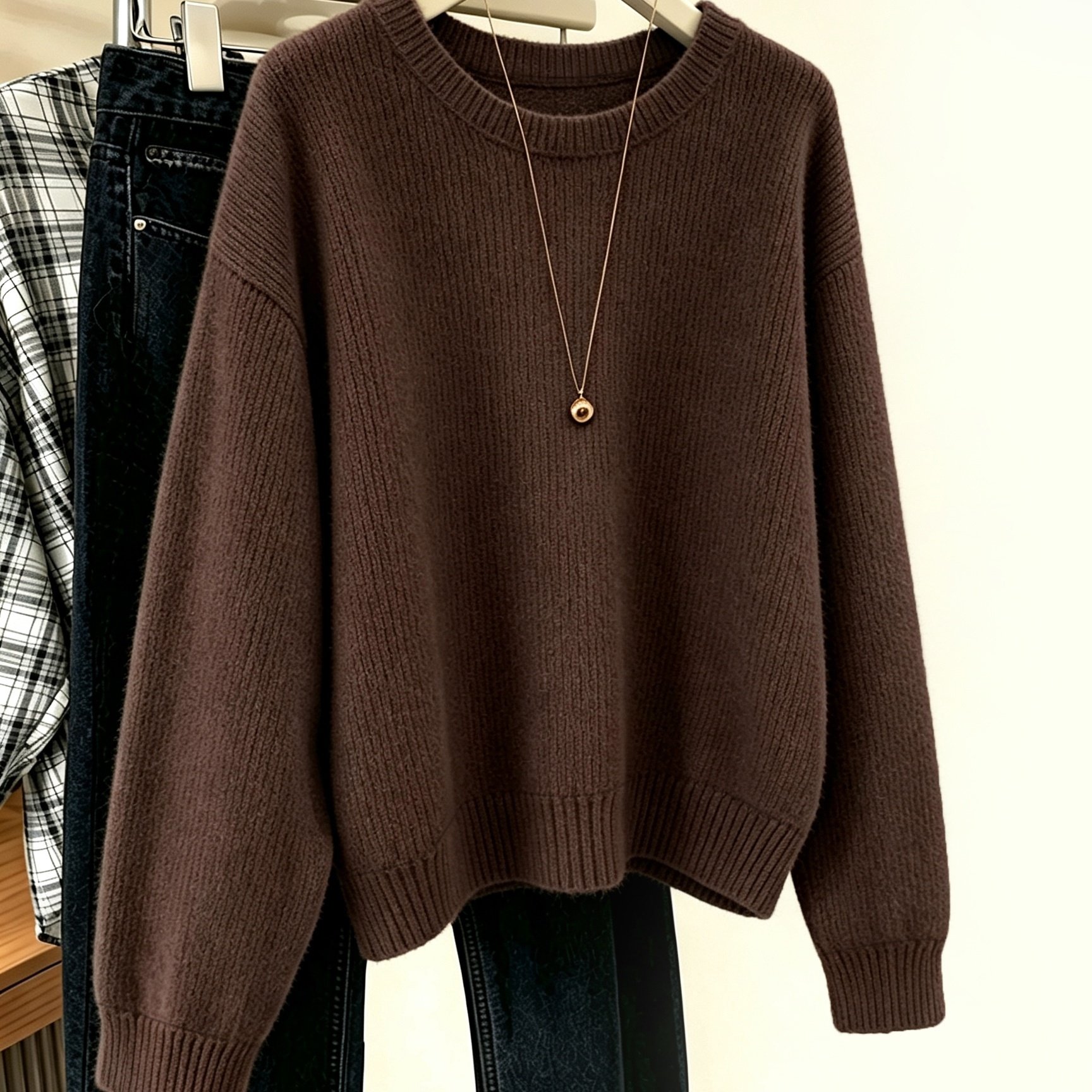 Image of Women's Soft Sweater Solid Color Crew Neck Long Sleeve Pullover - Machine Washable - -compatible Suitable For Daily Wear Cozy Sweater Top For Casual Outfits (no , Basic Wardrobe Essential)