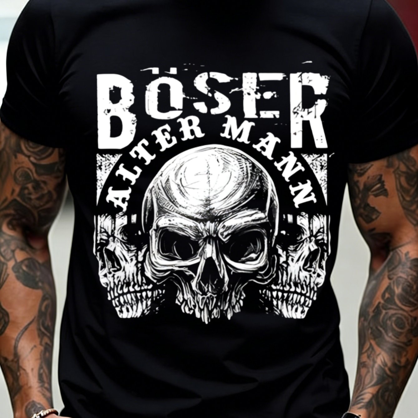 Black T Shirt With Skull And Alter Mann Print For Casual Wear
