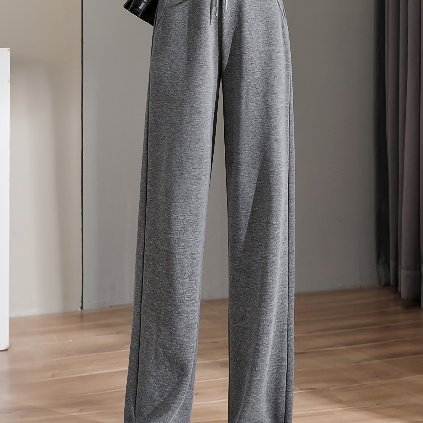 Solid High Waist Drawstring Pants Casual Wide Leg Pants - Temu