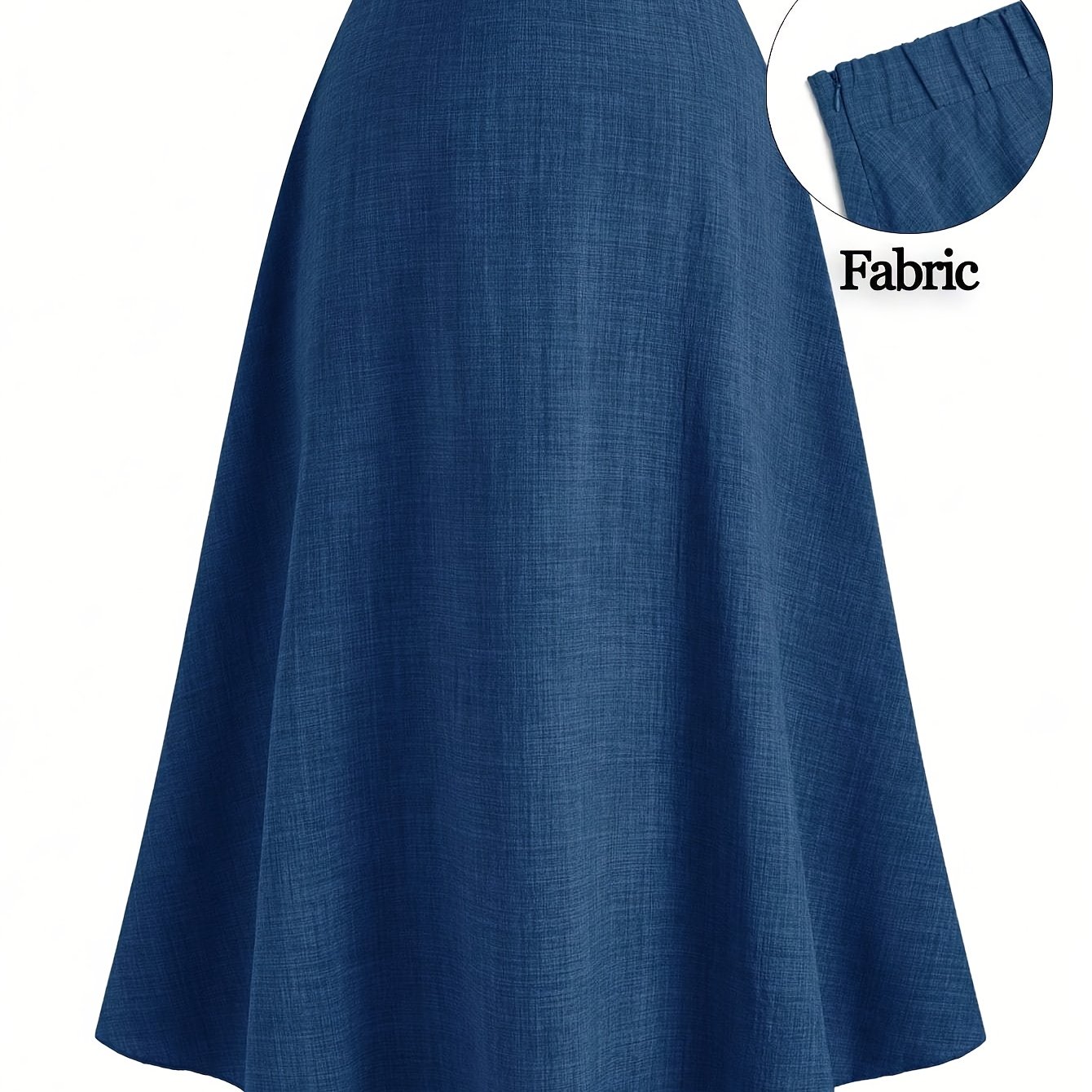 TEMU Plus Size, Women's Plus Size Elegant A-line Solid Color Midi Casual Skirt For