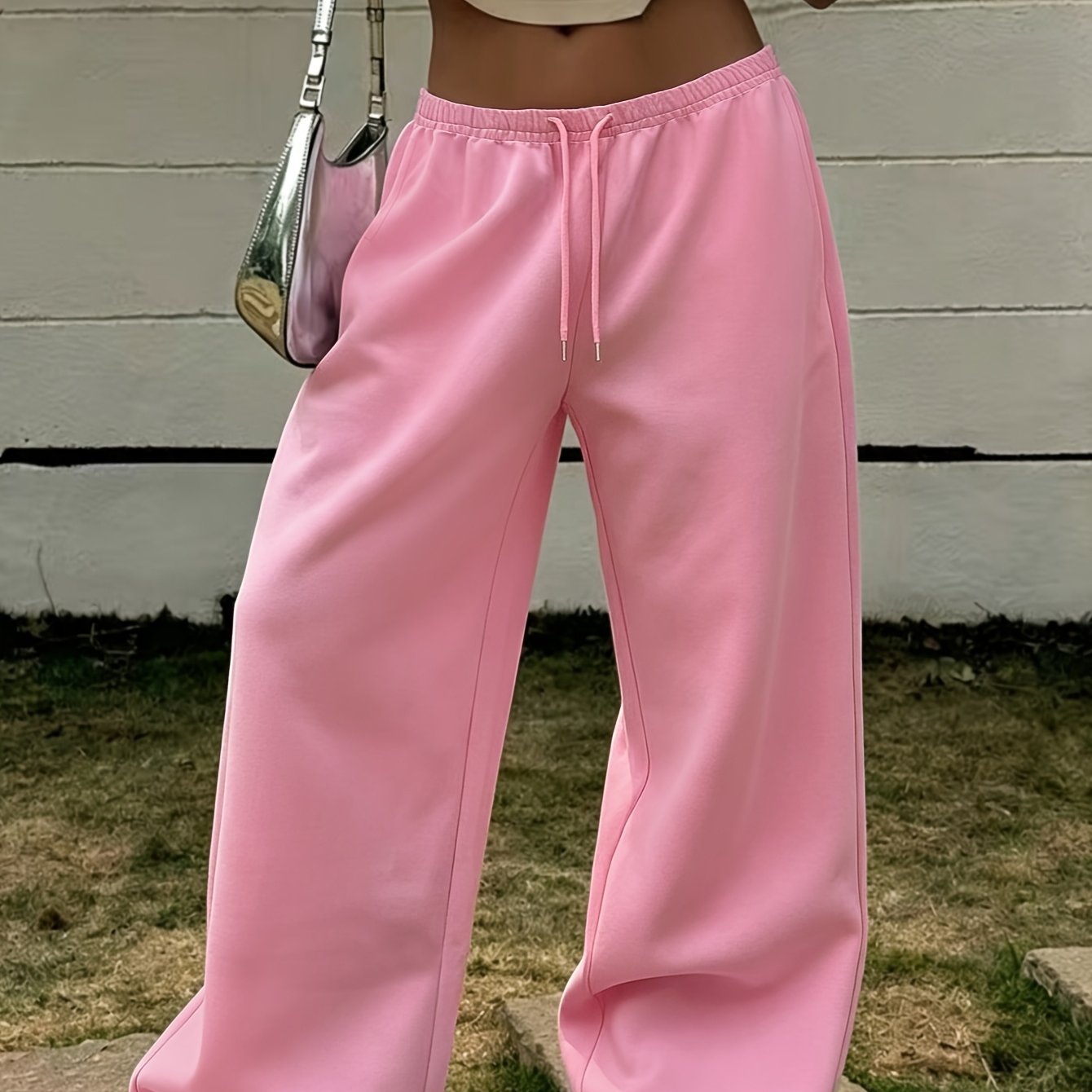 TEMU Back-to- Season Casual Autumn Winter Fleece Loose Solid Color Women's Sweatpants Trendy Fashion Women's Trousers Sweet, Y2k Daily Wear