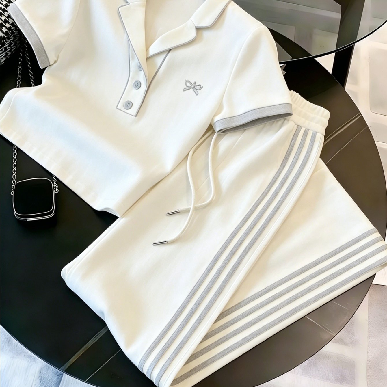 Image of Casual And Men's And Women's All-purpose T-shirt And Pants Set - Soft, Warm, And Comfortable, Made Of Polyester Fabric, Two-piece Set Including Top And Pants
